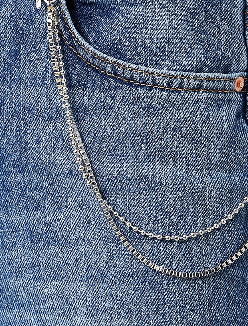   Yüksek Bel Normal Kesim Düz Paça Kot Pantolon - Mom Jean