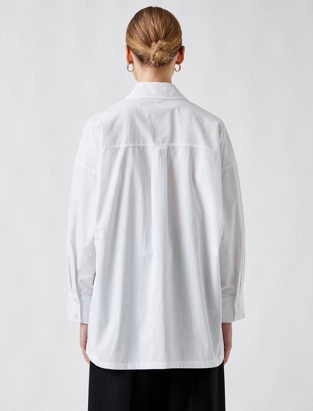   Uzun Kollu Oversize Gömlek Pamuklu