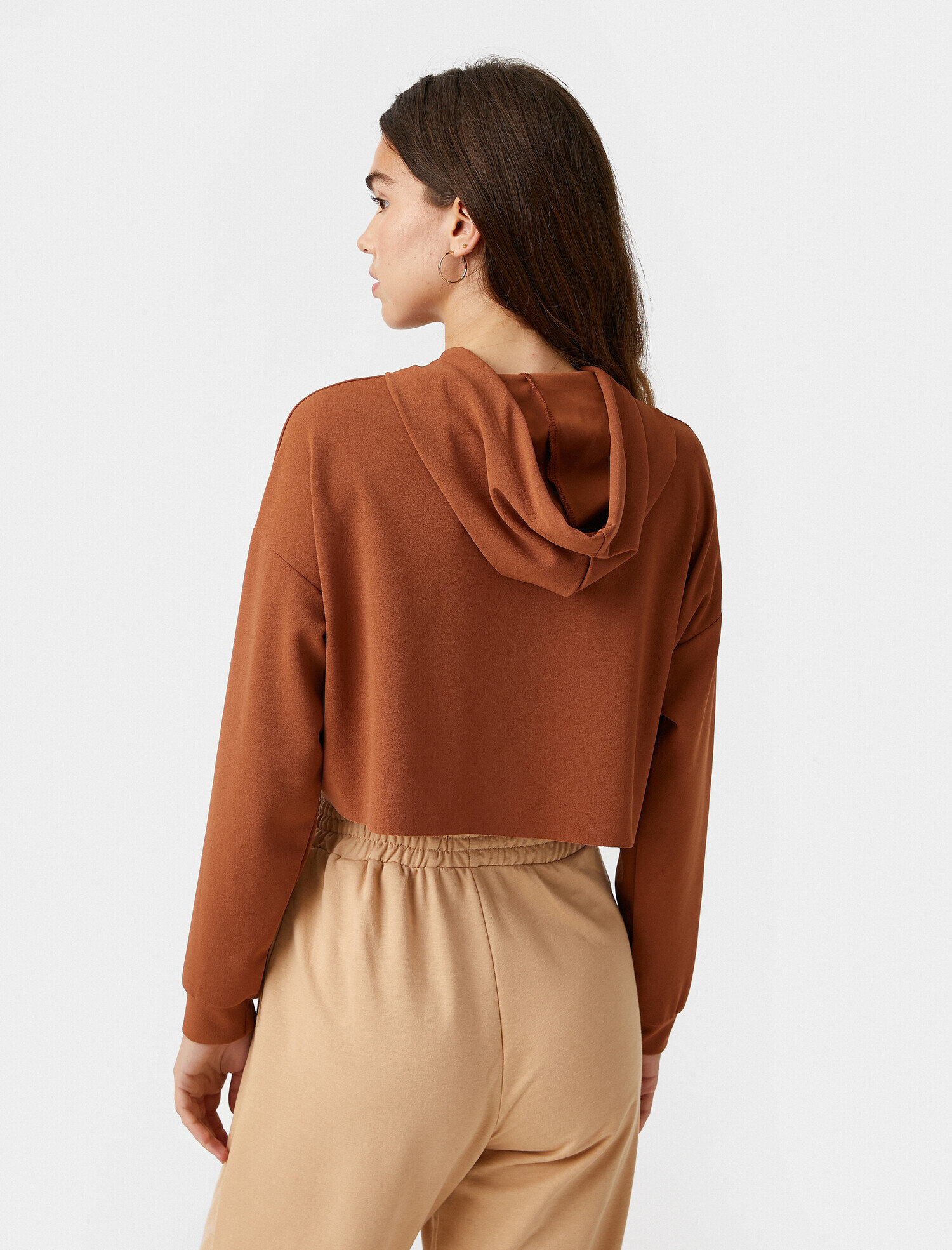   Kapüşonlu Crop Sweatshirt Basic