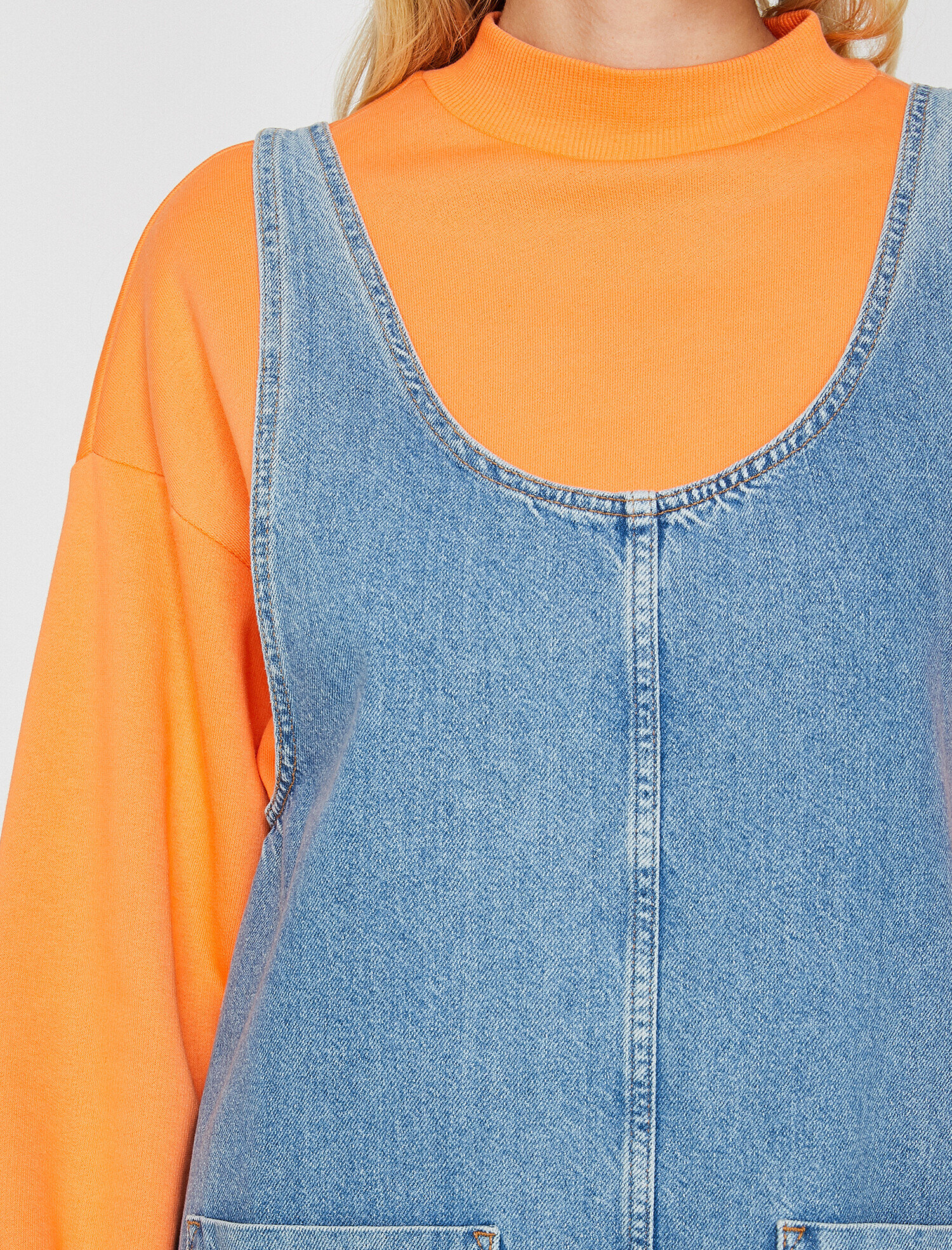 Cep Detaylı Jean Elbise