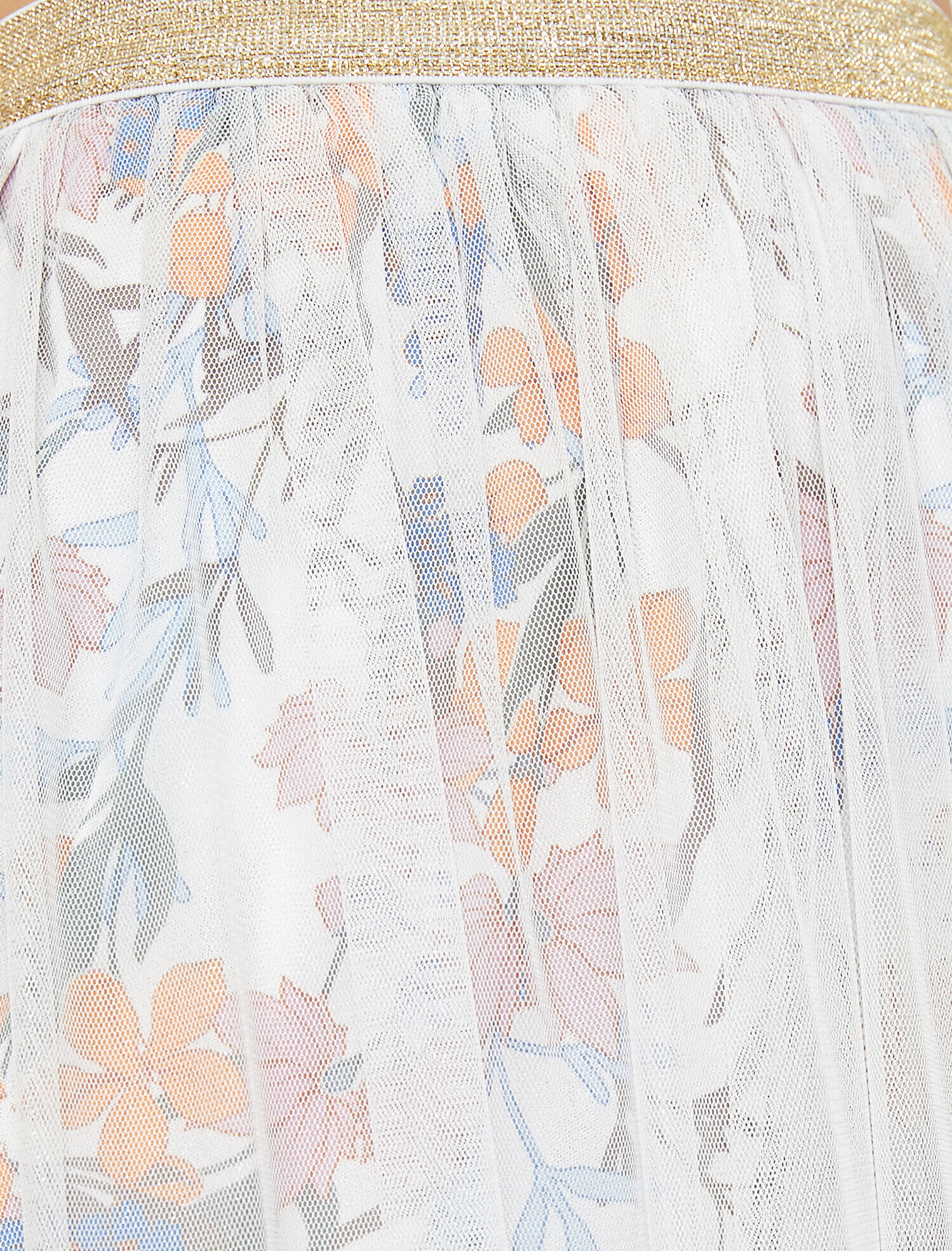   Çiçekli Tül Midi Etek