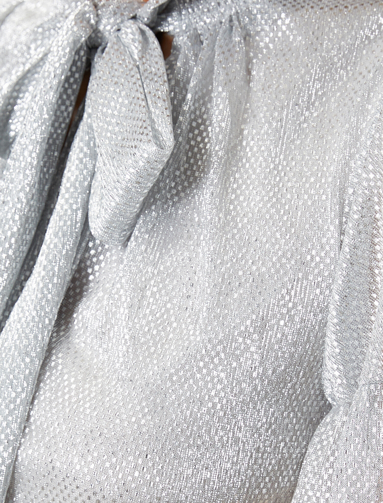   Metalik Abiye Elbise Desenli Tül Bel Büzgülü Volanlı Kısa Kollu Uzun