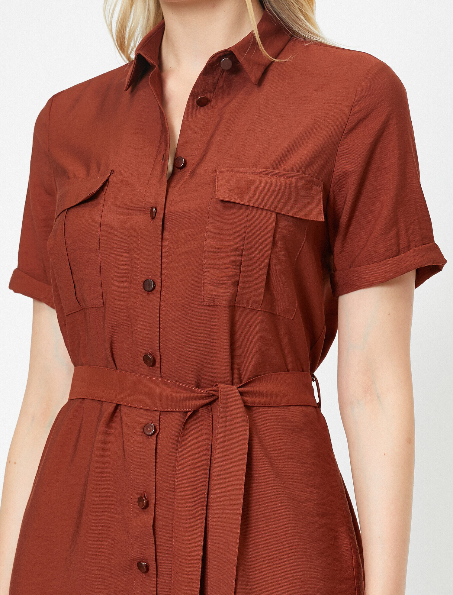   Cep Detaylı Gömlek Elbise