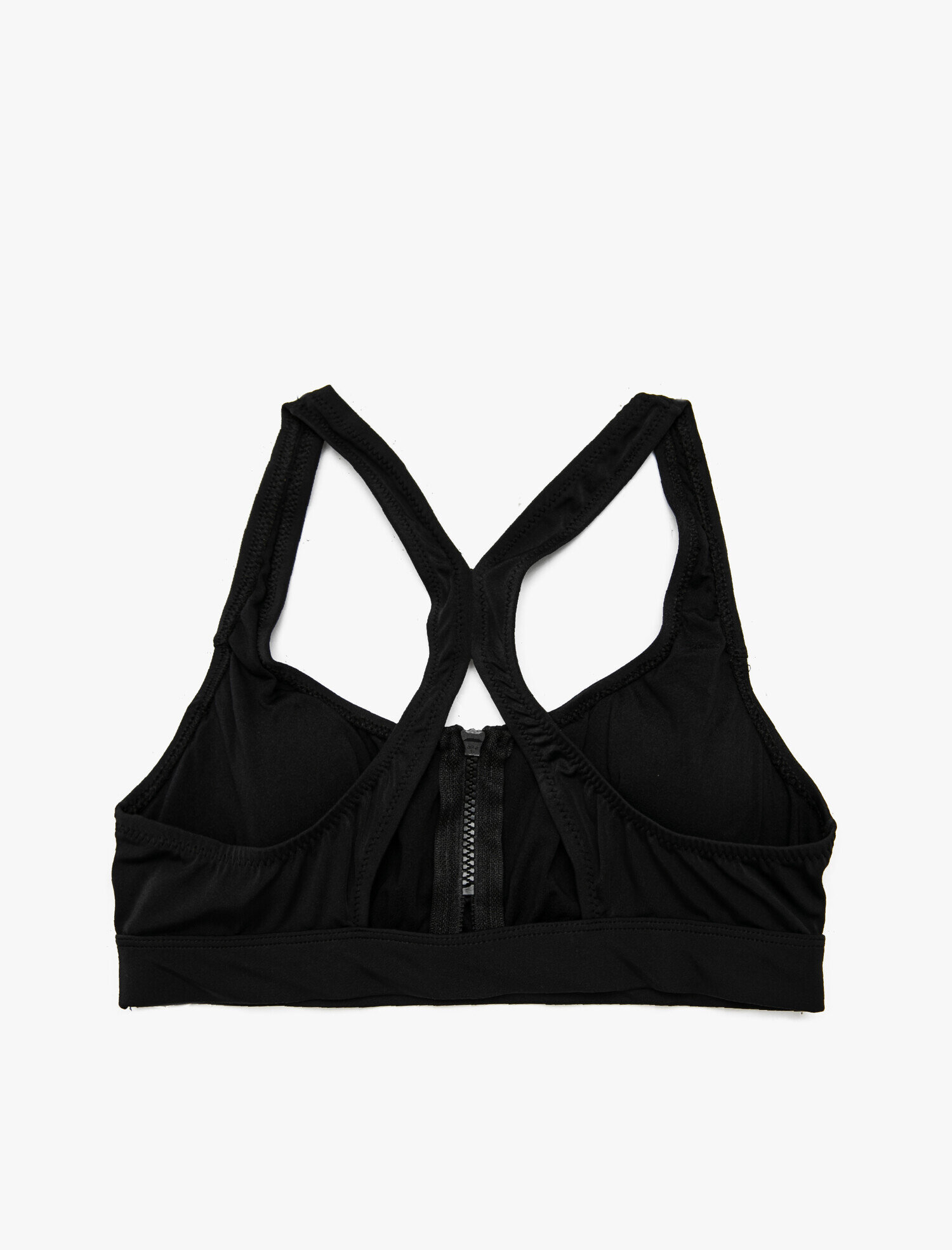   Fermuar Detaylı Düz Renk Bikini Üstü