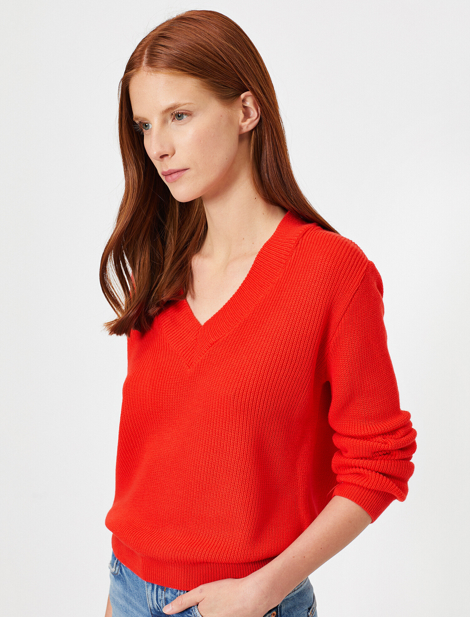   V Yaka Uzun Kollu Triko Kazak