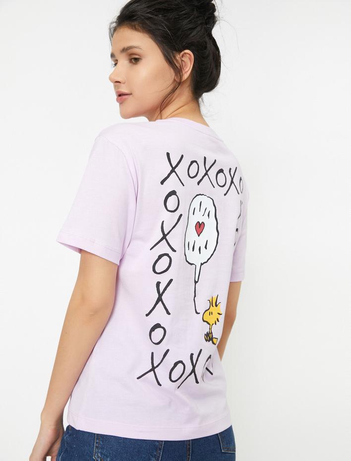  Bisiklet Yaka Kısa Kollu Yazılı Baskılı Tişört