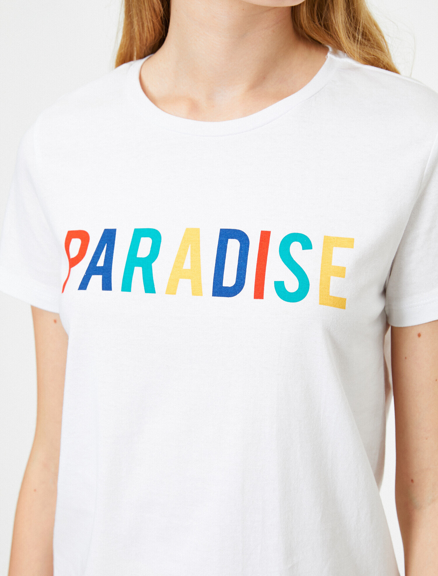   Bisiklet Yaka Yazılı Baskılı Kısa Kollu Tişört