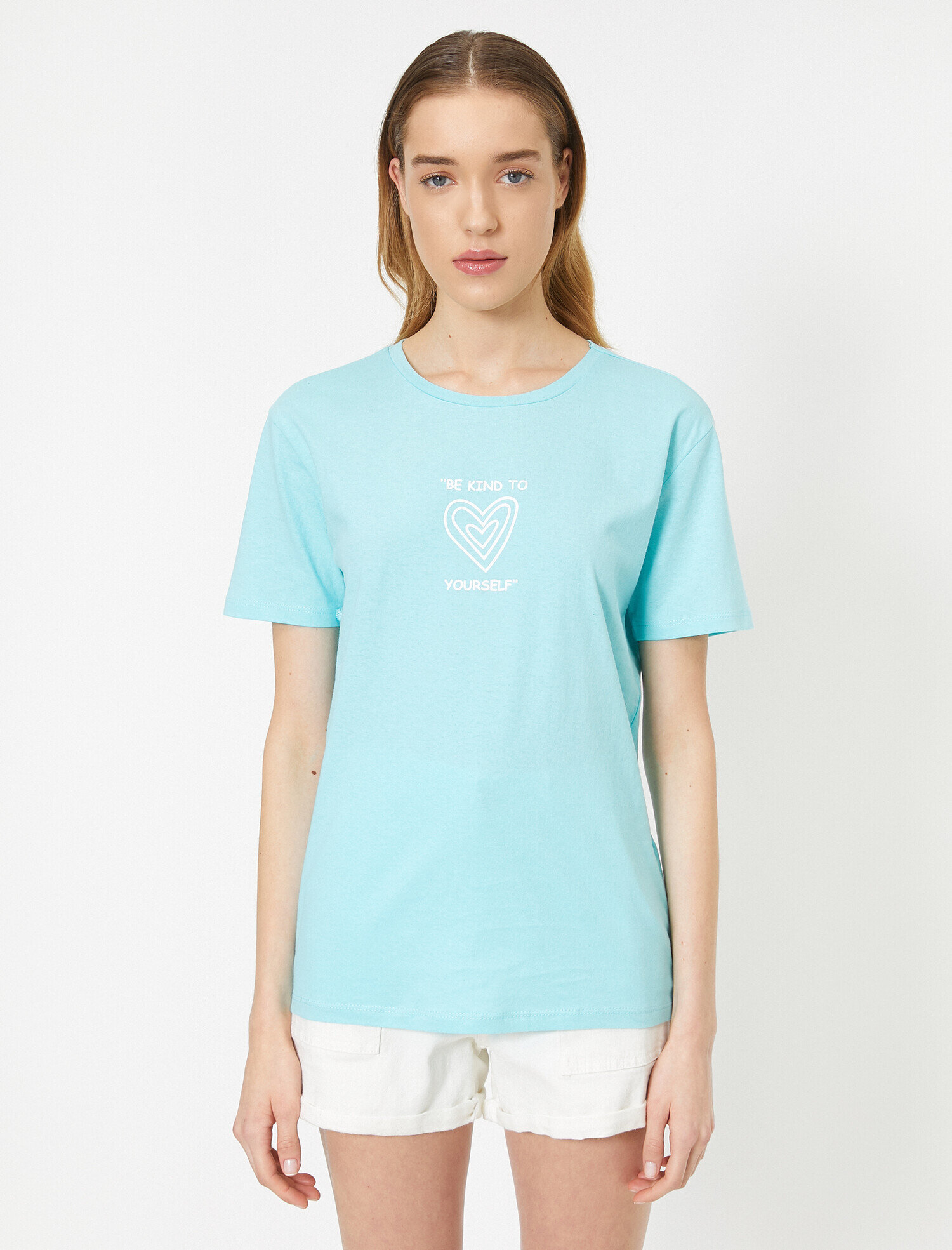   Bisiklet Yaka Baskılı Kısa Kol Tişört