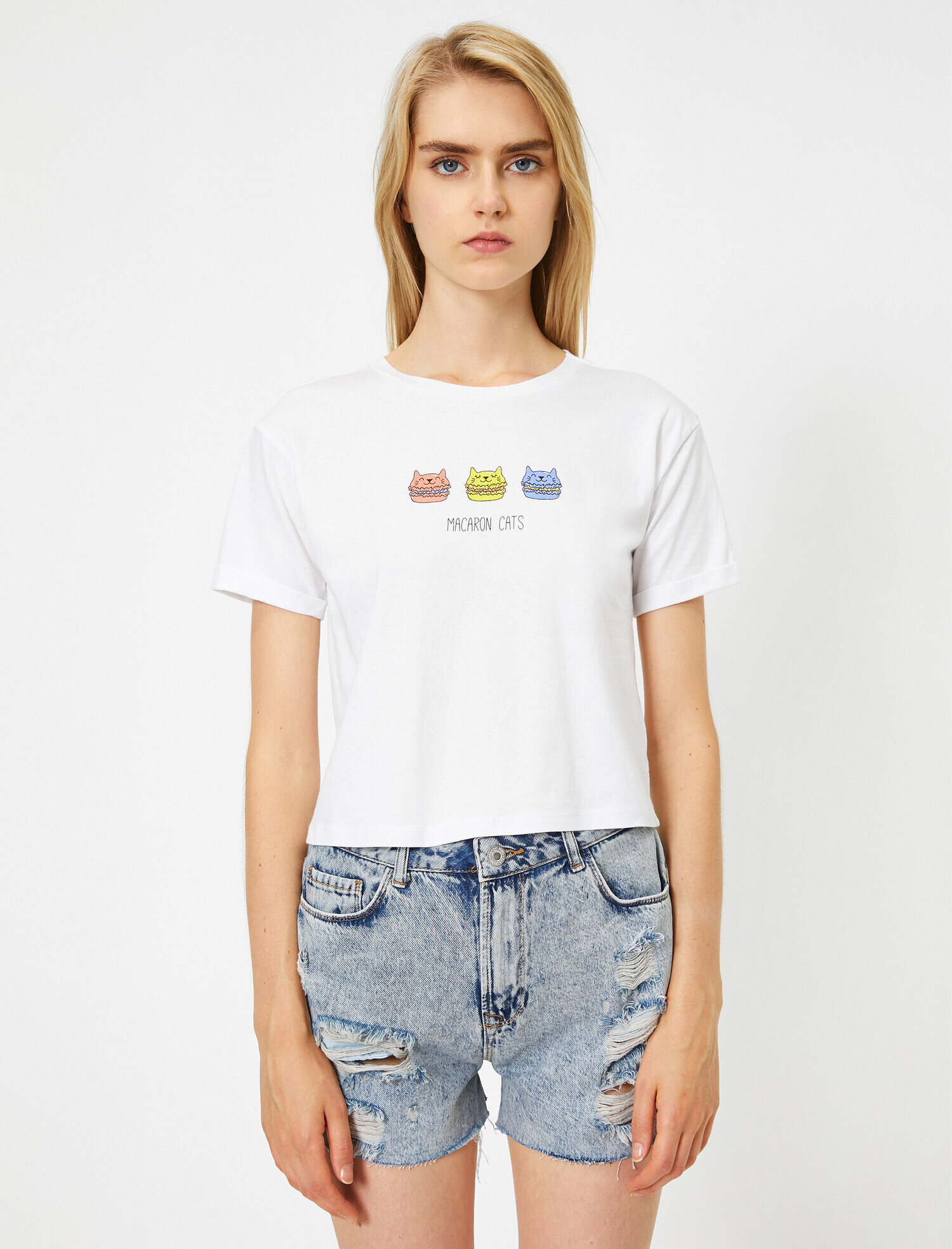   Bisiklet Yaka Kısa Kollu Baskılı Tişört