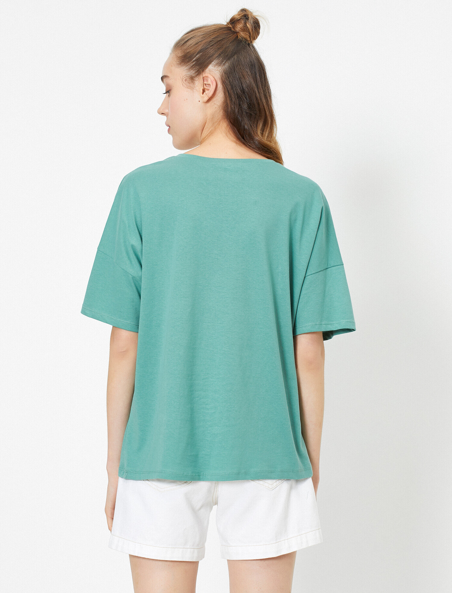   Bisiklet Yaka Kısa Kollu Yazılı Baskılı Tişört