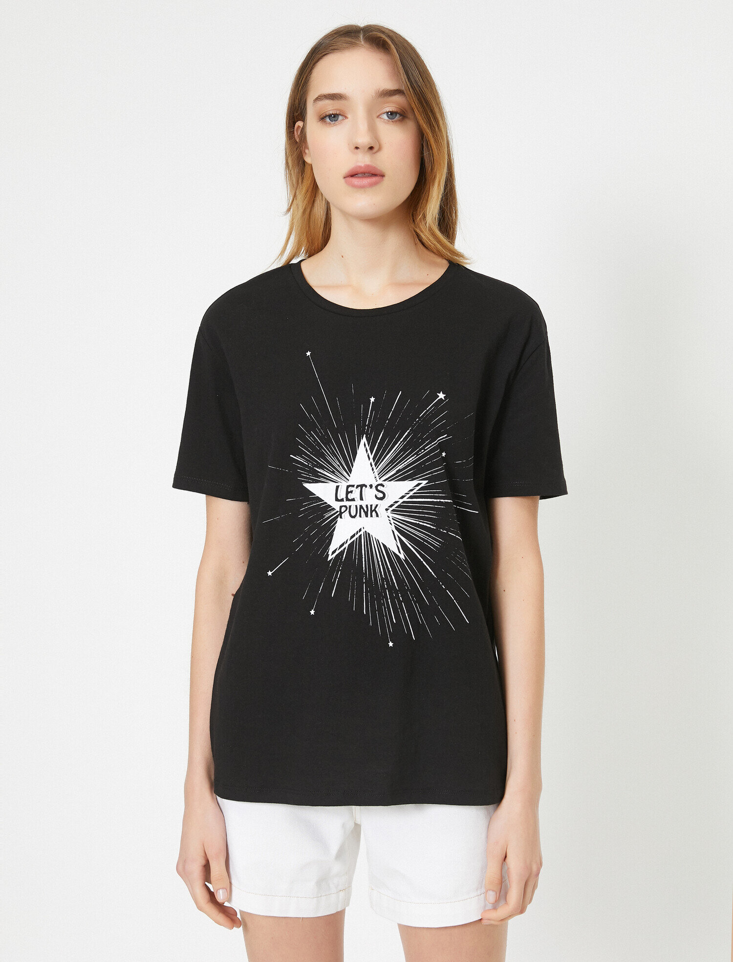   Bisiklet Yaka Kısa Kollu Pamuklu Tişört