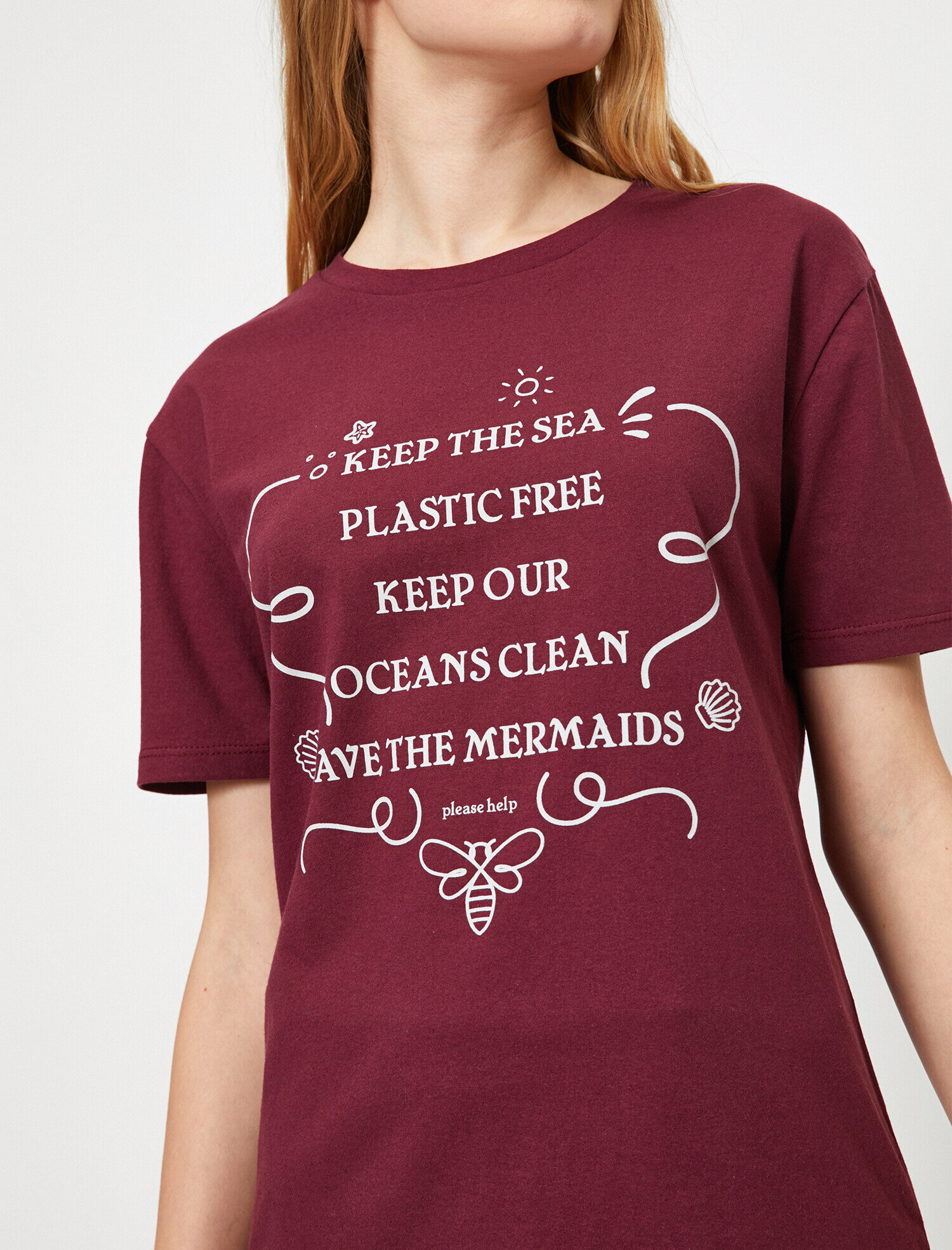   Bisiklet Yaka Baskılı Kısa Kol Tişört