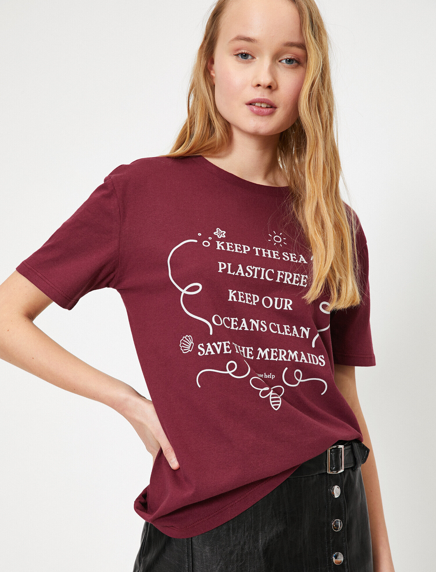   Bisiklet Yaka Baskılı Kısa Kol Tişört