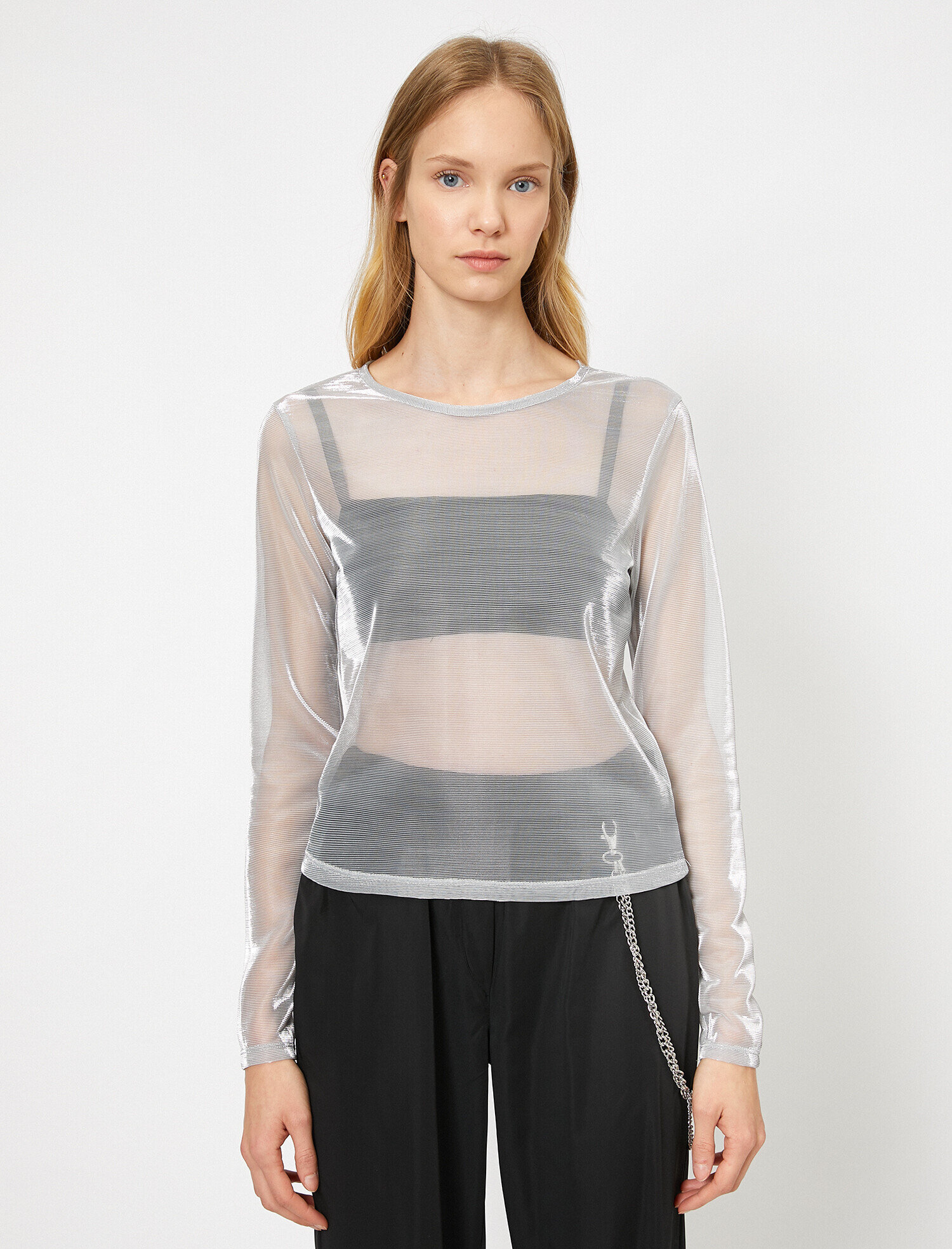   Uzun Kollu Tişört Bisiklet Yaka