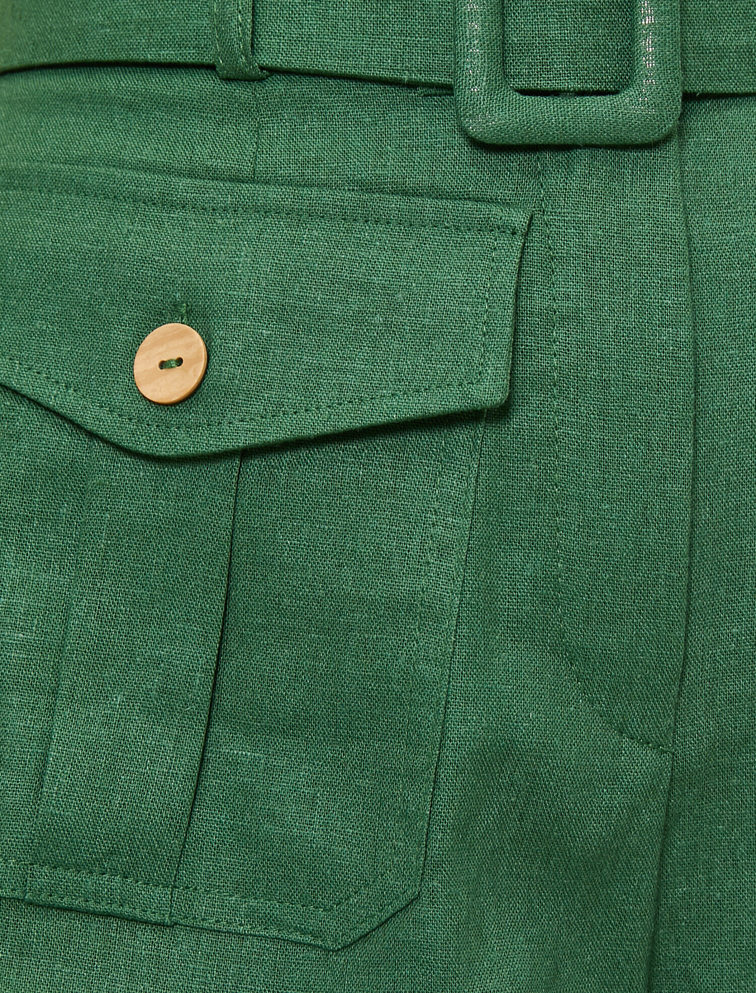   Cepli Kemerli Keten Şort