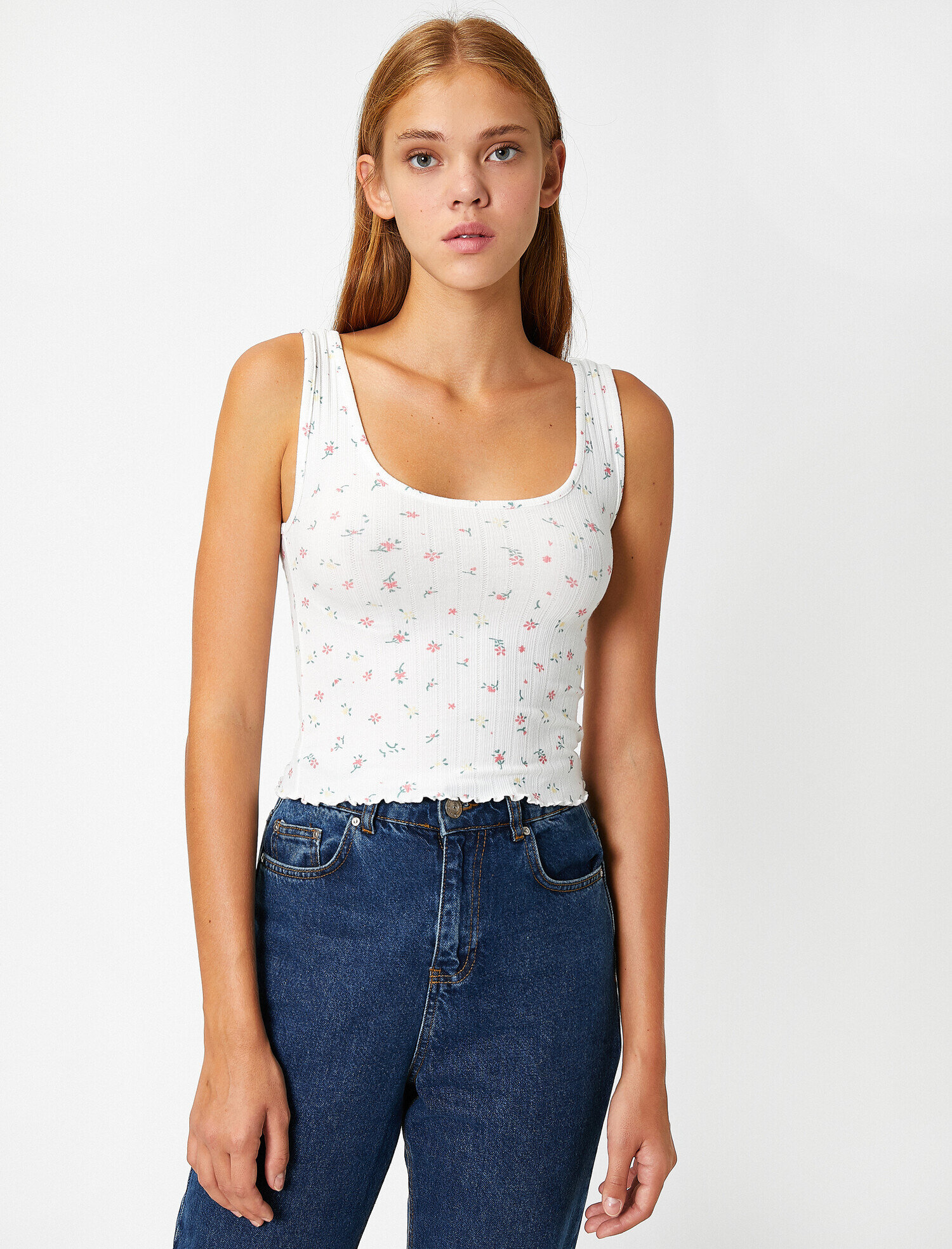   Askılı Çiçekli Crop Atlet