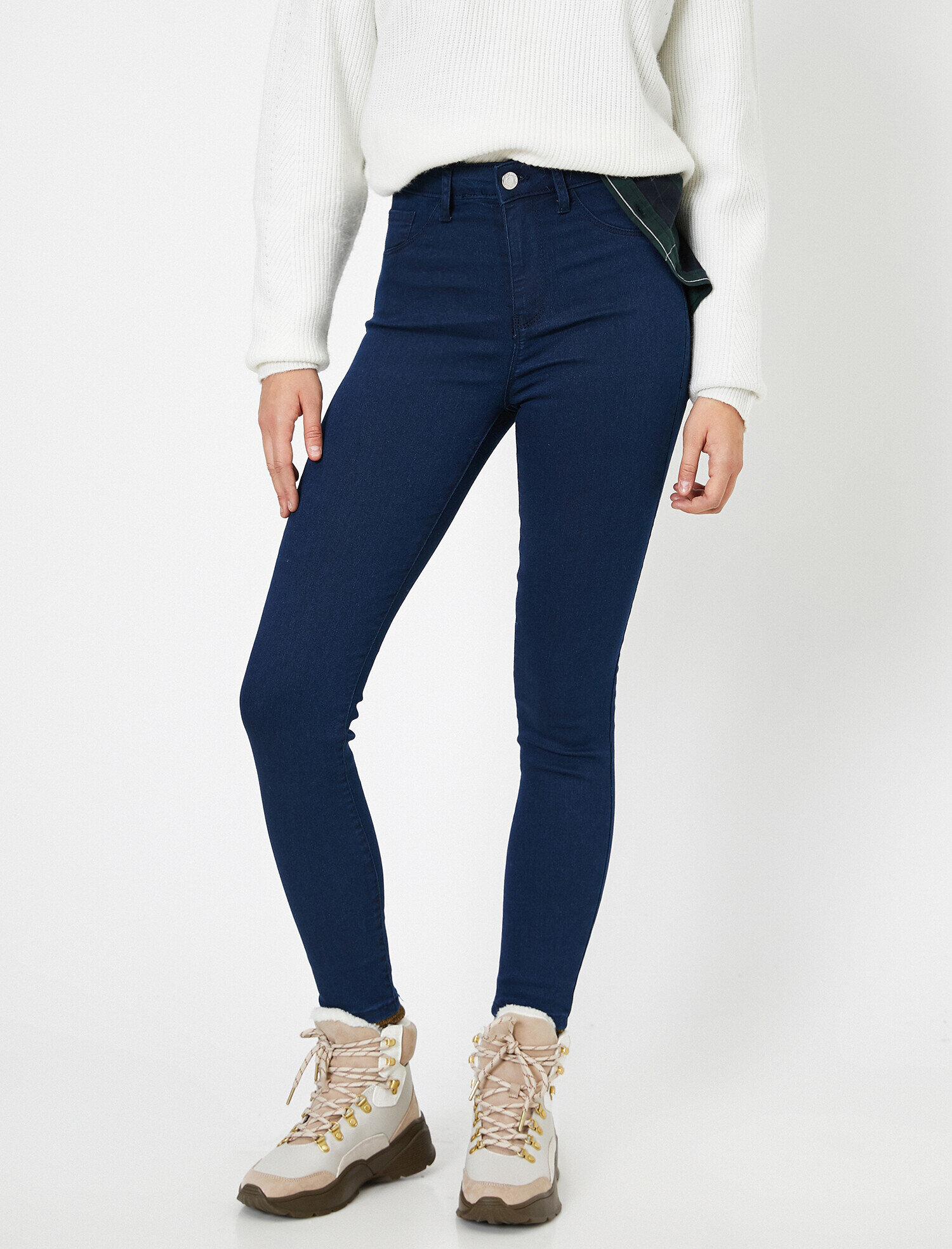   Yüksek Bel Dar Kesim Dar Paça Kot Pantolon