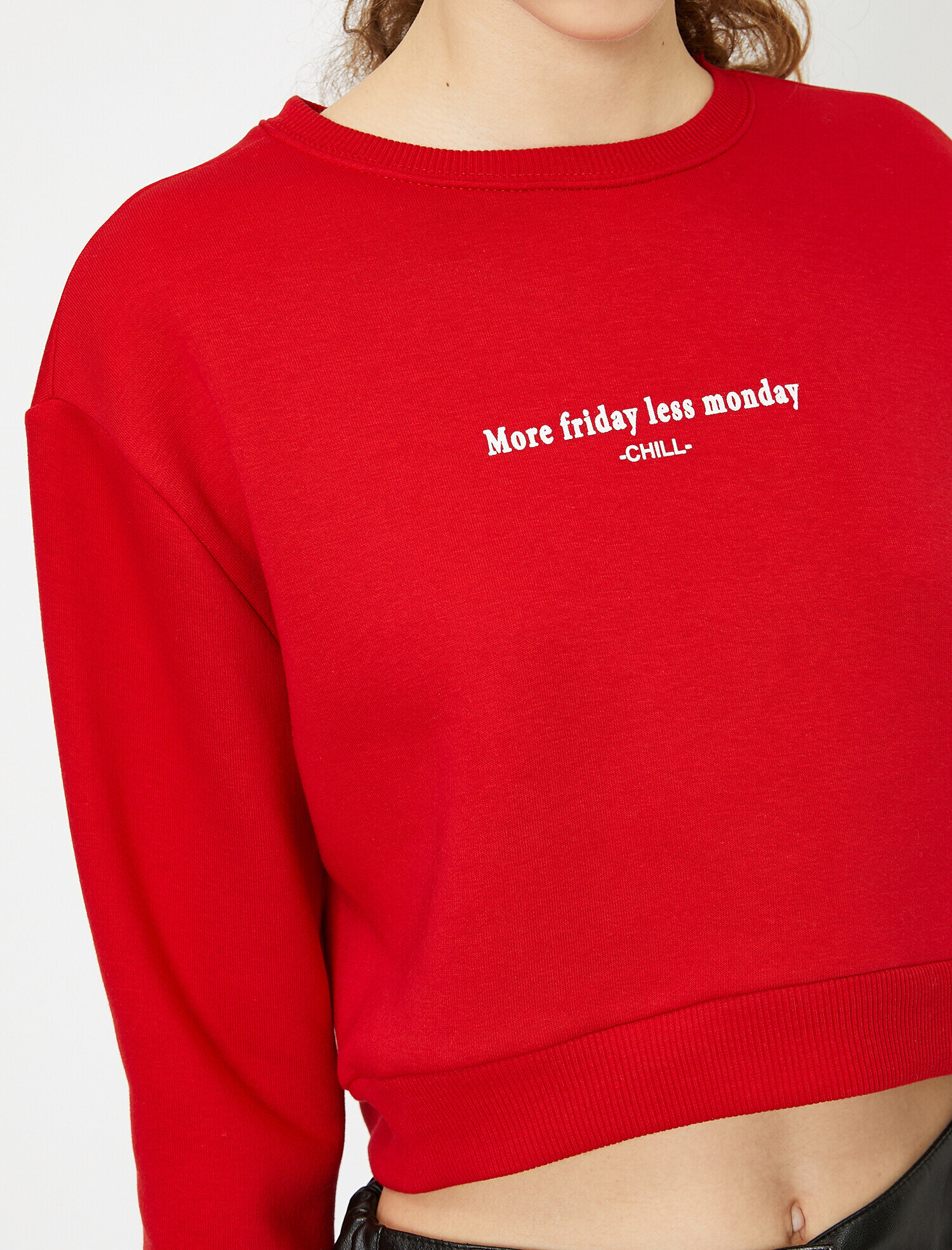   Bisiklet Yaka Slogan Baskılı Sweatshirt