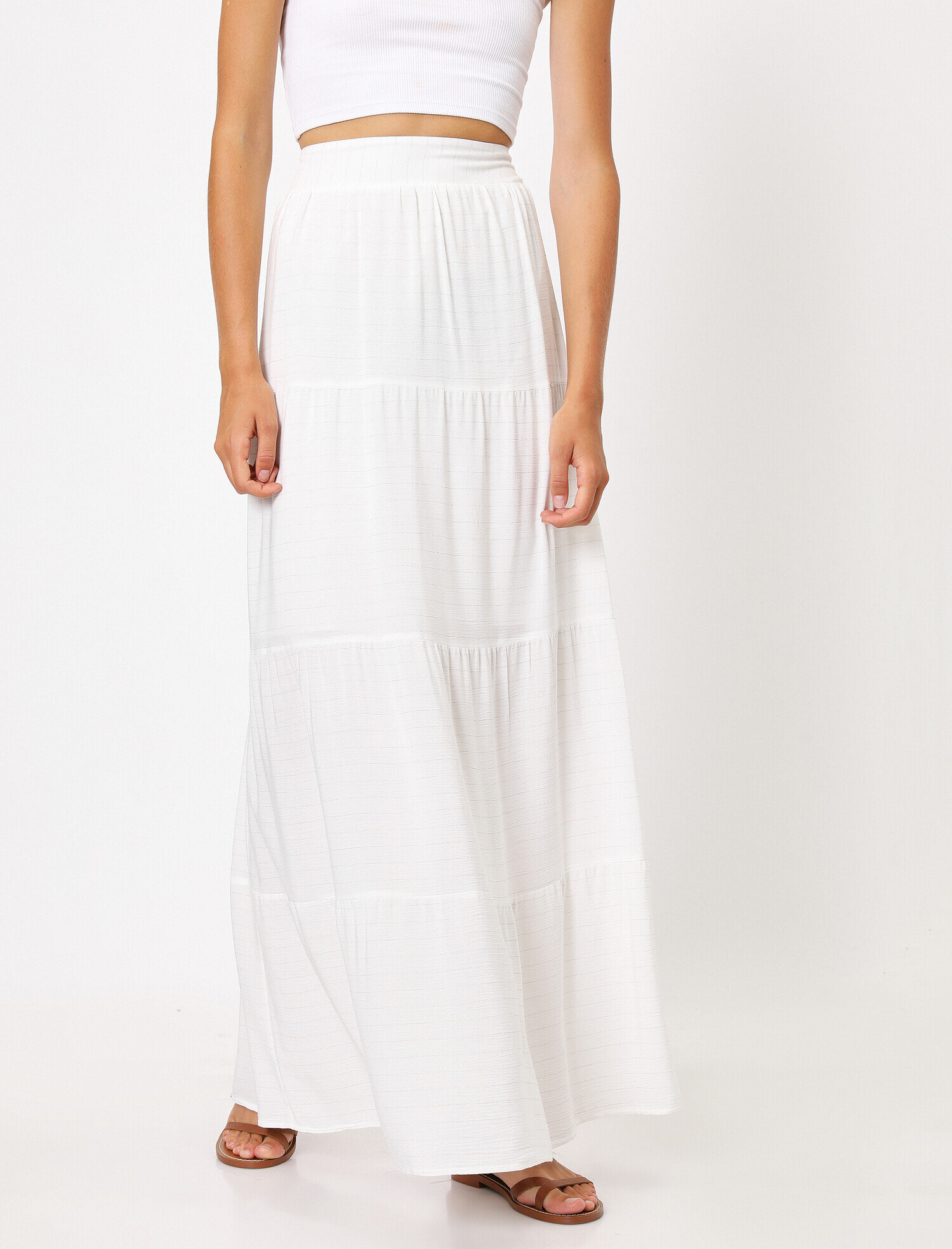   Volanlı Yüksek Bel Poplin Etek