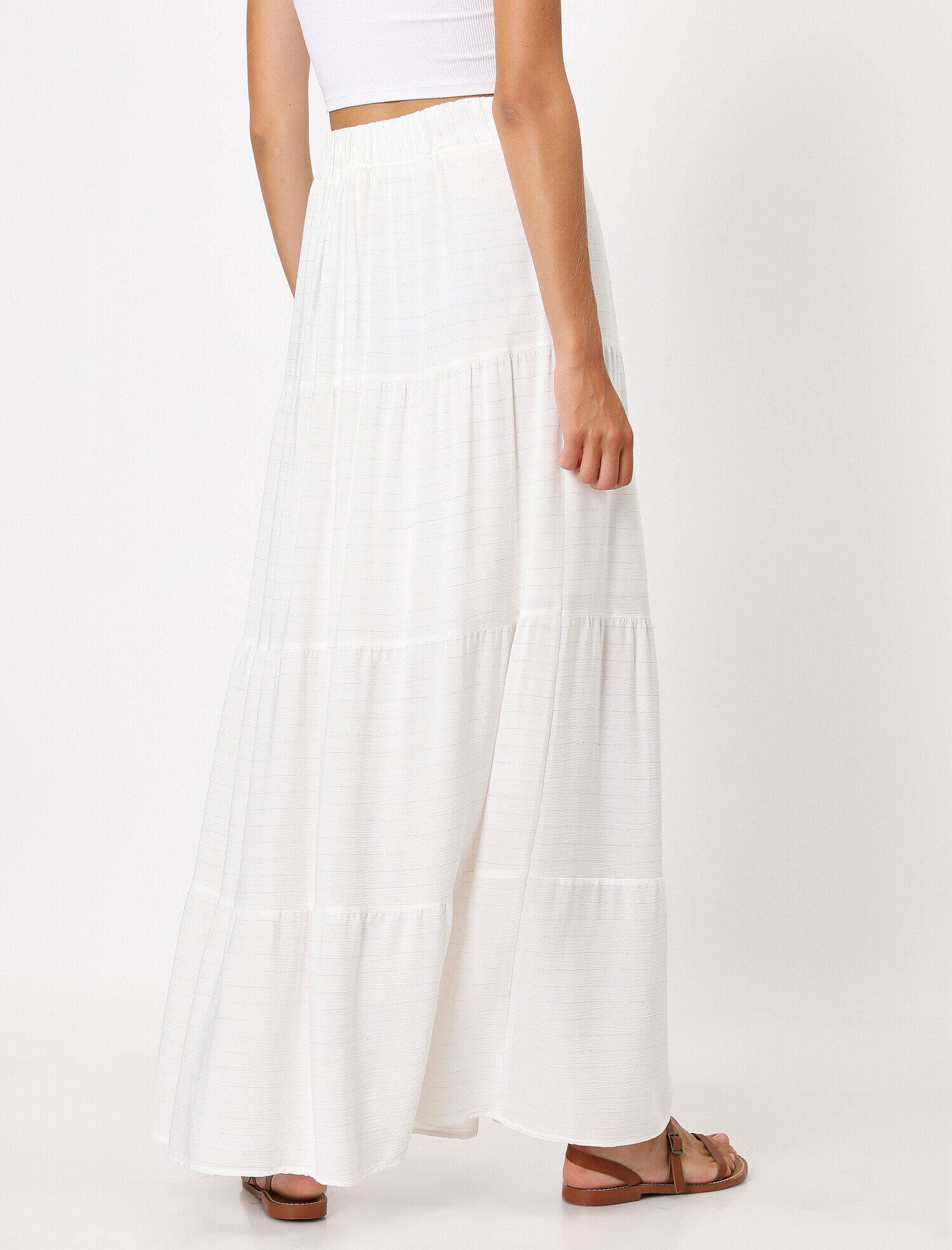   Volanlı Yüksek Bel Poplin Etek