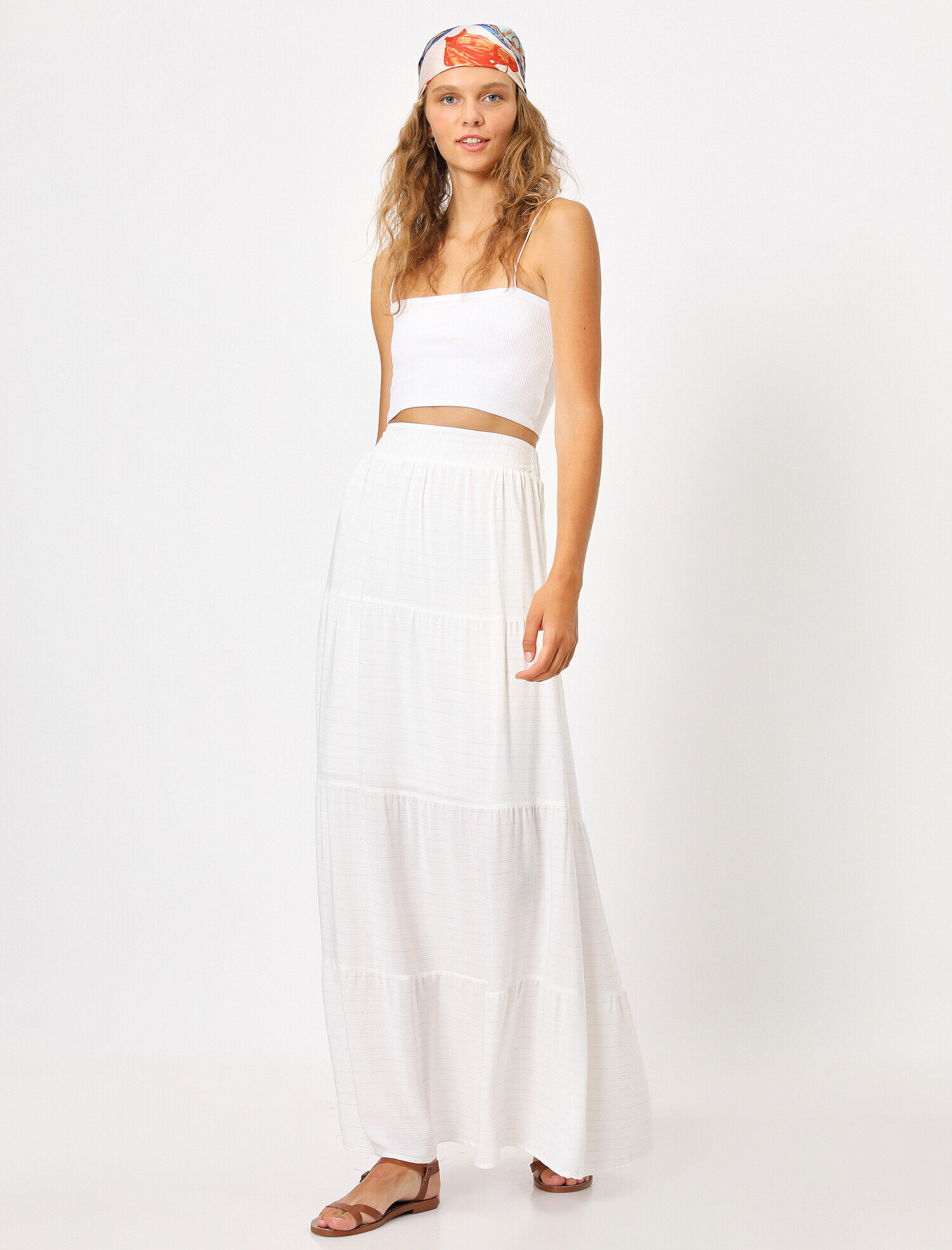   Volanlı Yüksek Bel Poplin Etek