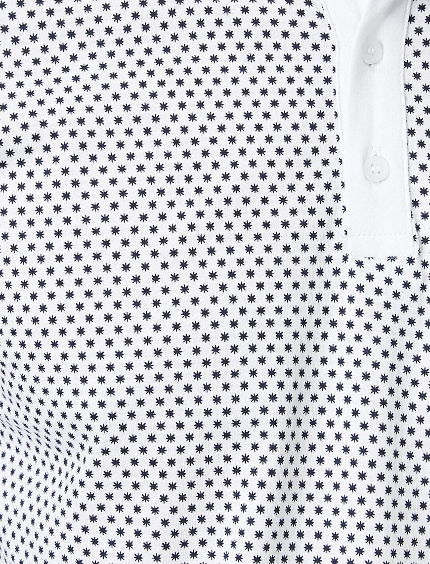   Polo Yaka Geometrik Desenli Slim Fit Tişört