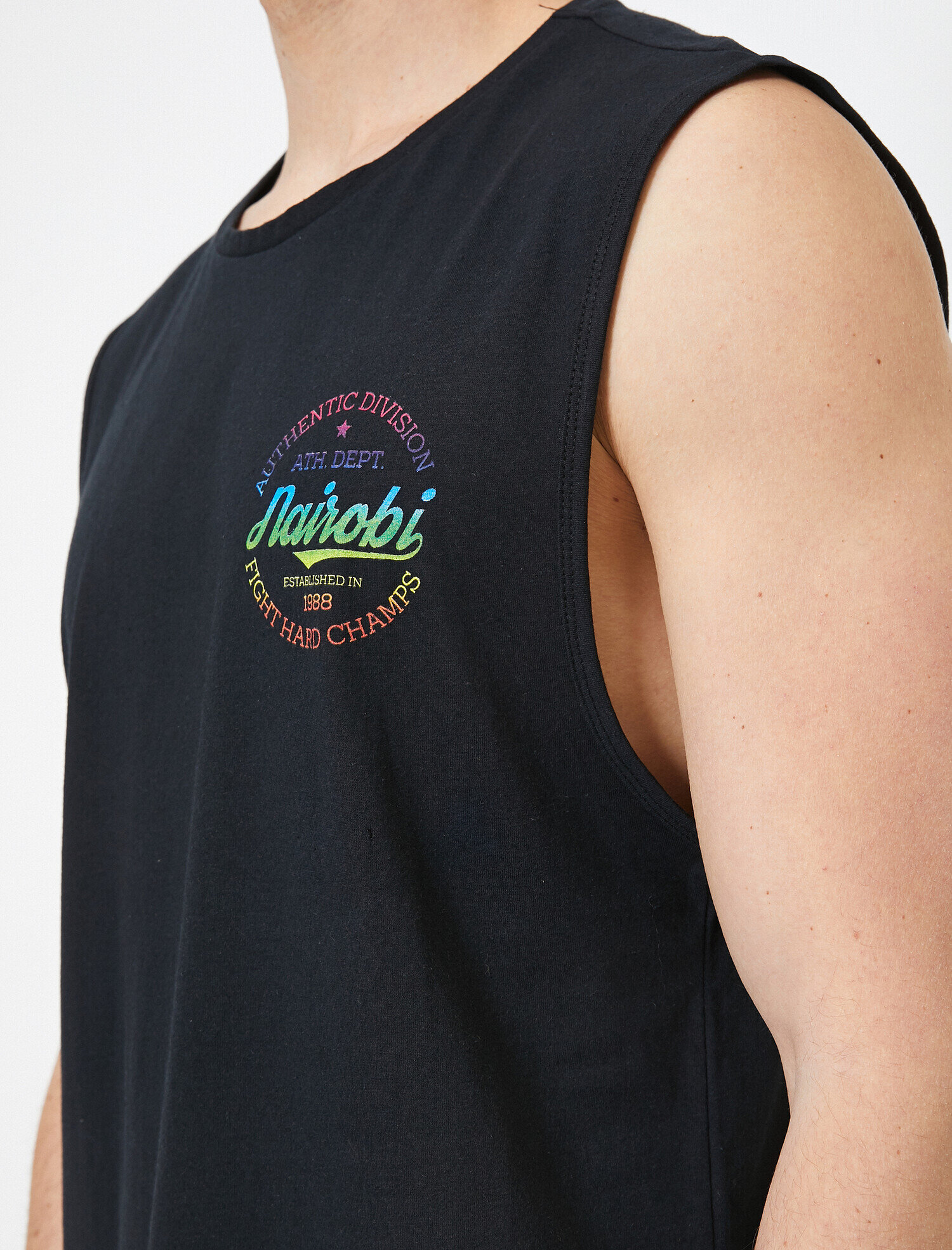   Pamuklu Bisiklet Yaka Baskılı Atlet