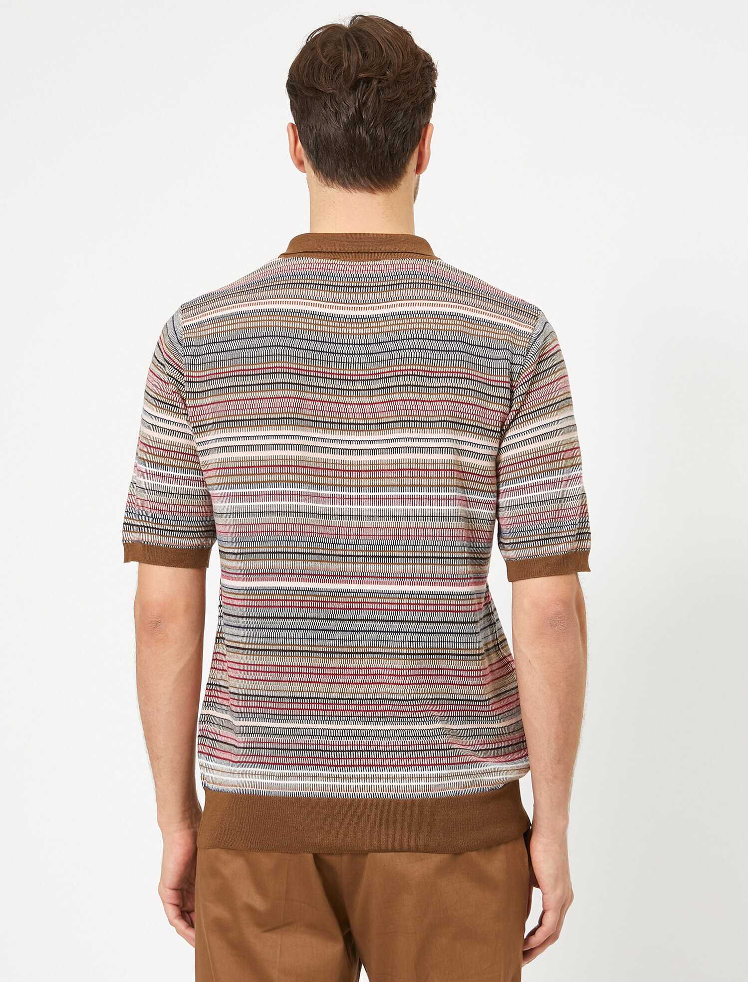   Polo Yaka Jakar Desenli Regular Fit Triko Kazak