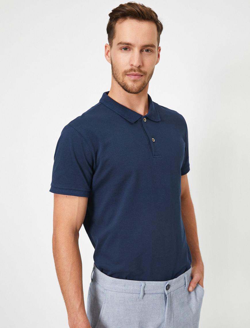   Polo Yaka Düğme Detaylı Regular Fit Tişört