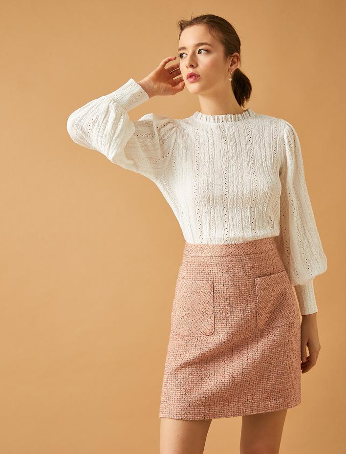  Uzun Kollu Tişört Fisto Yaka Detaylı