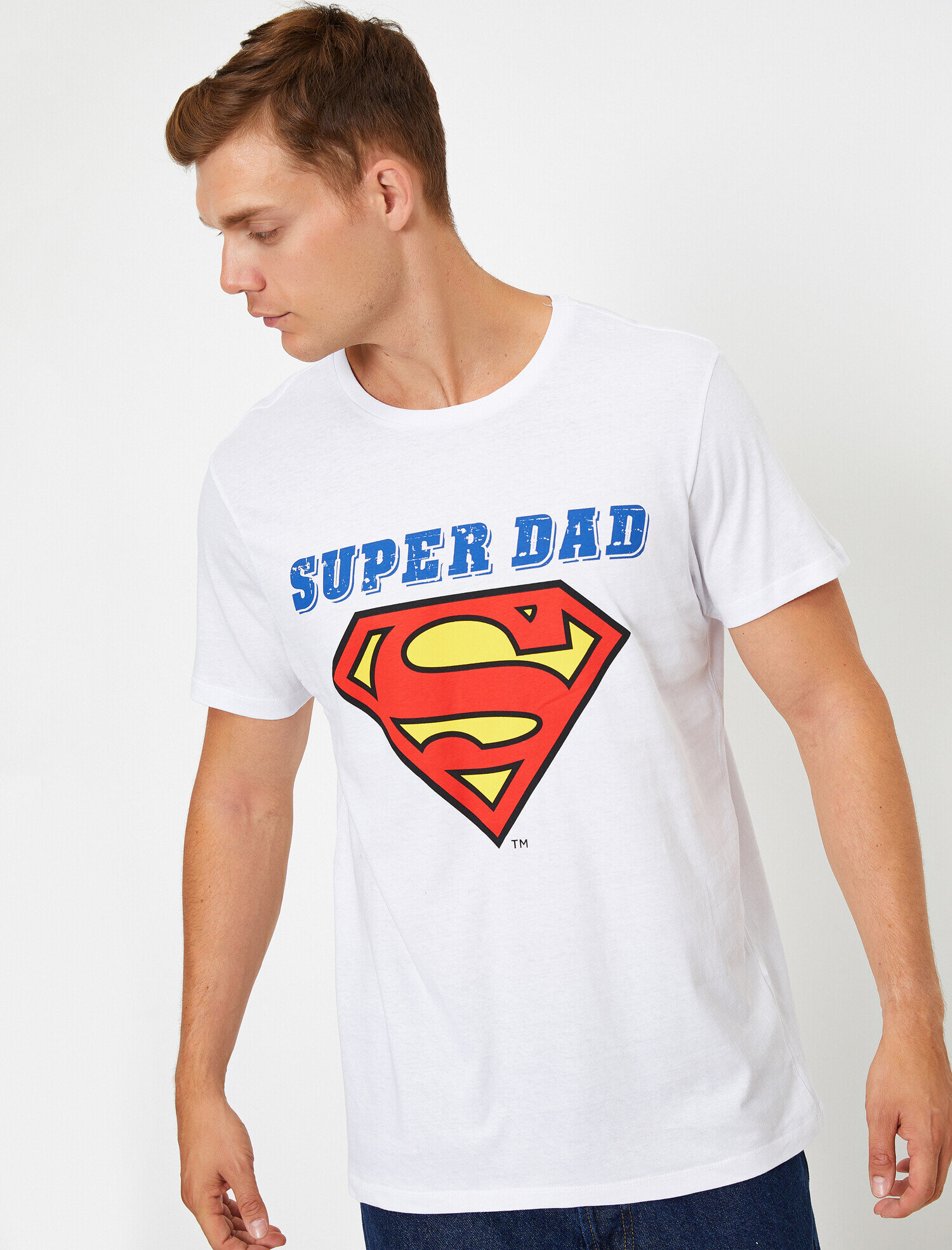   Pamuklu Bisiklet Yaka Warner Bros Lisanslı Super Dad Tişört