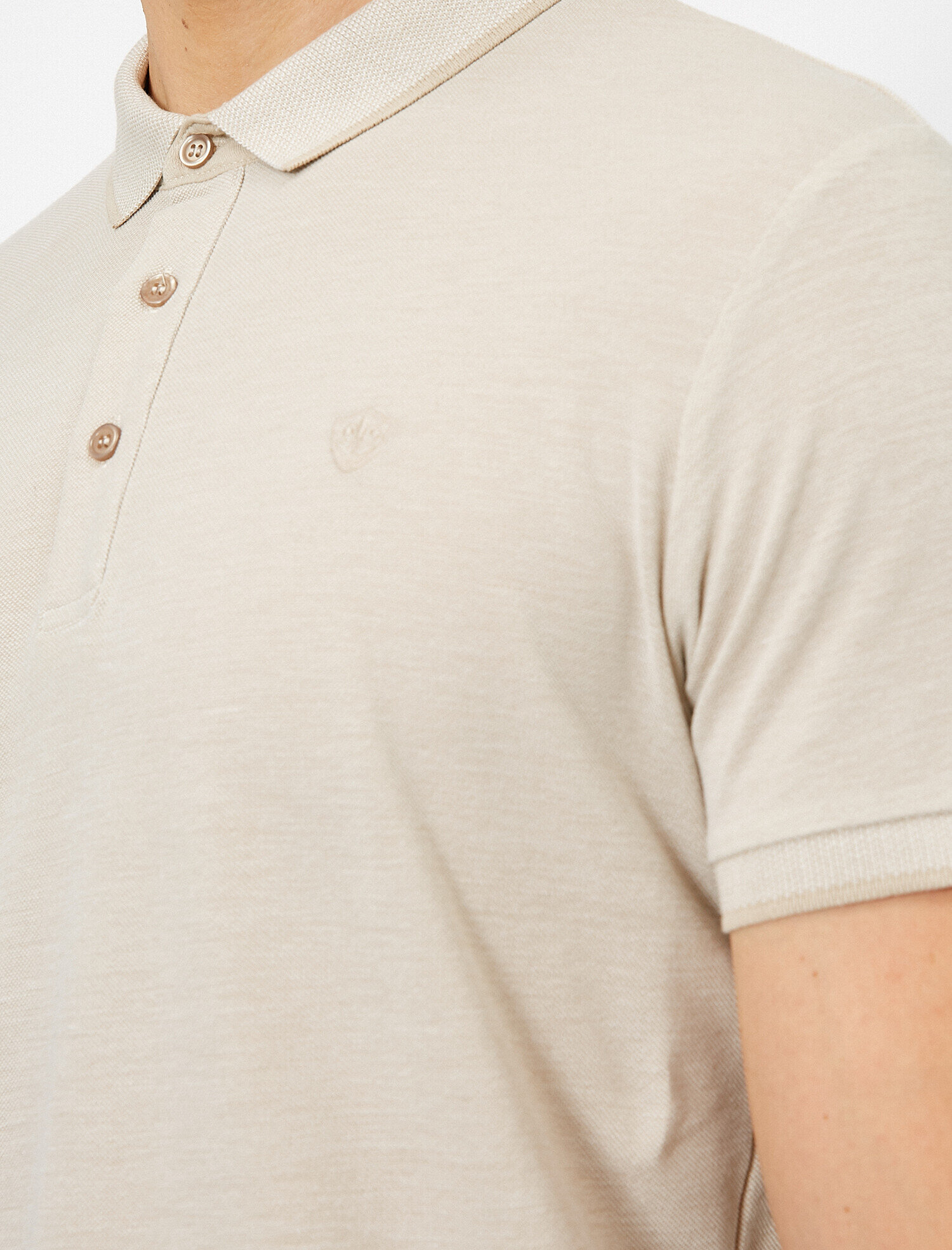   Polo Yaka İşleme Detaylı Desenli Kumaş Slim Fit Tişört