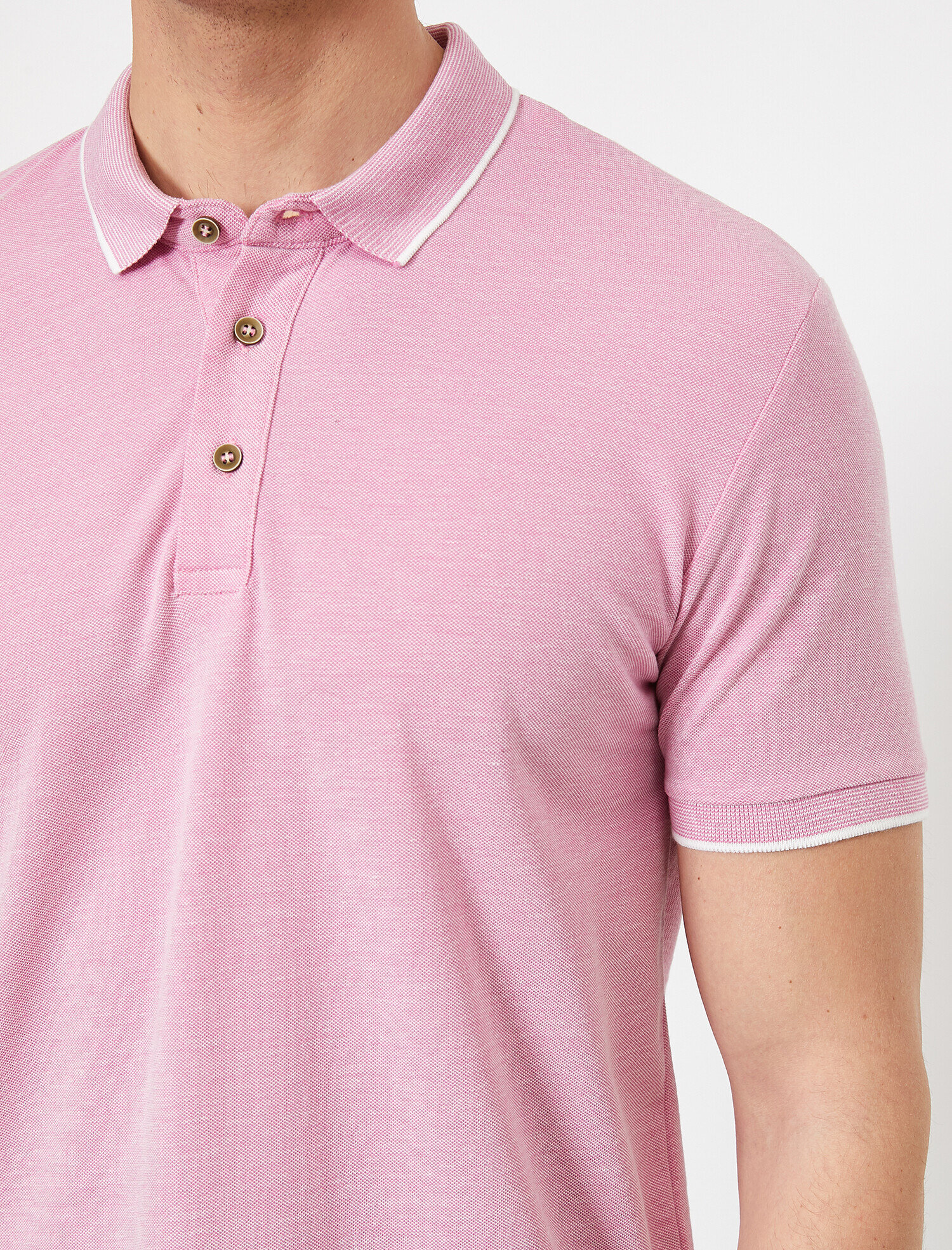 Polo Yaka Kol Ucu ve Yakası Çizgili Slim Fit Tişört
