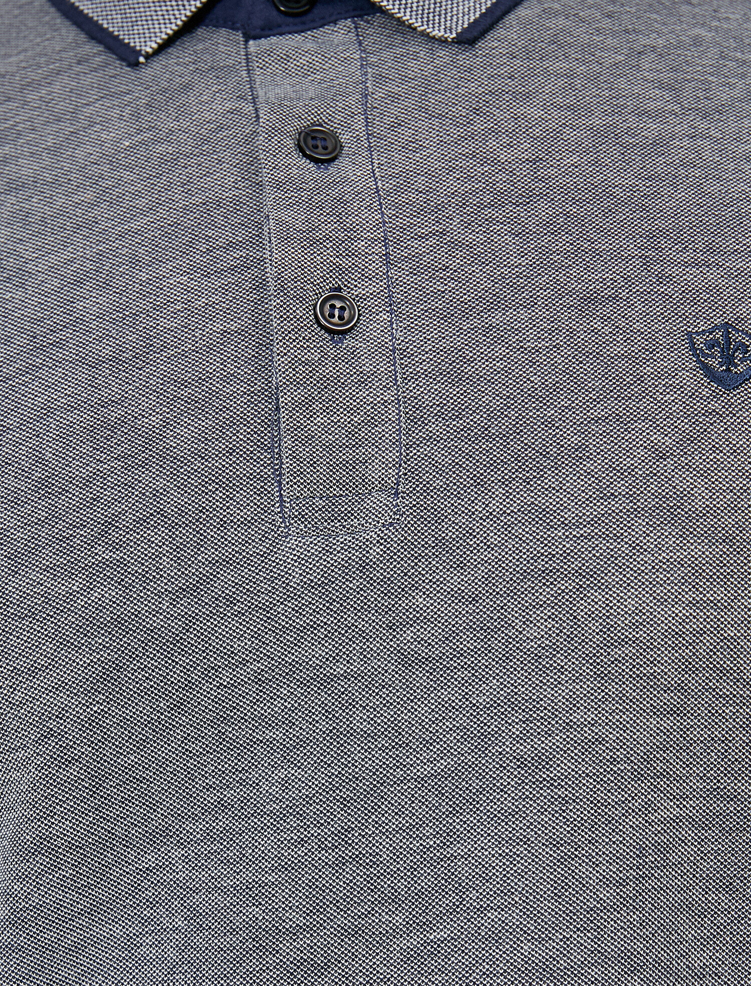   Polo Yaka İşleme Detaylı Desenli Kumaş Slim Fit Tişört