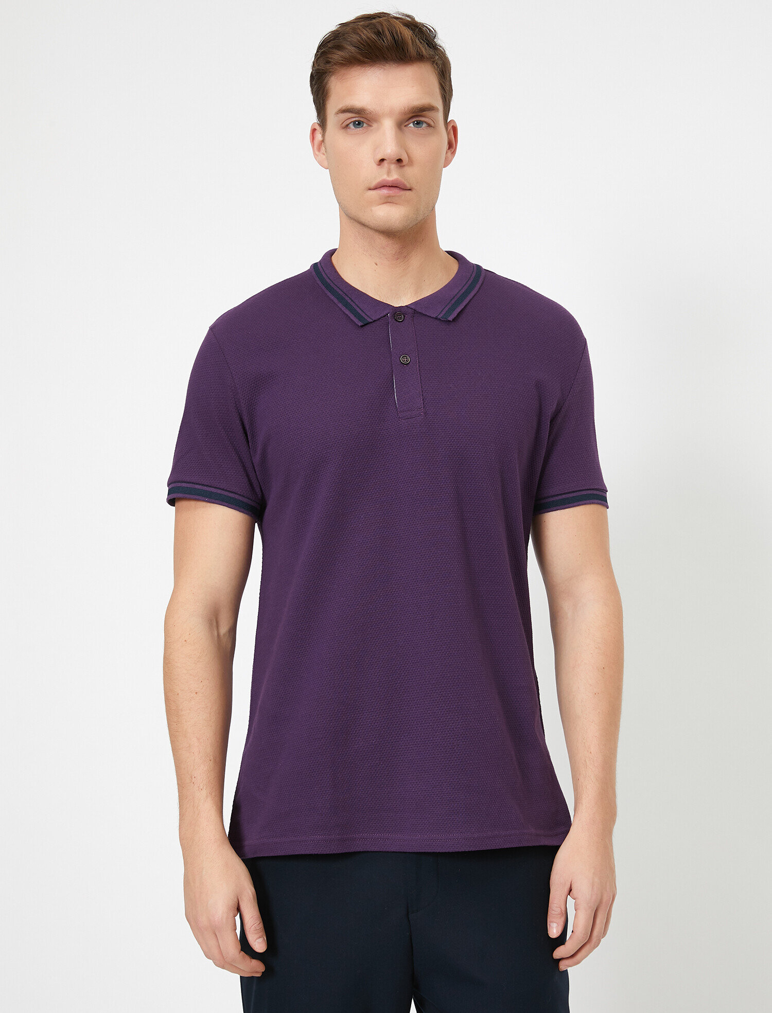   Polo Yaka Kısa Kollu Dar Kesim Tişört