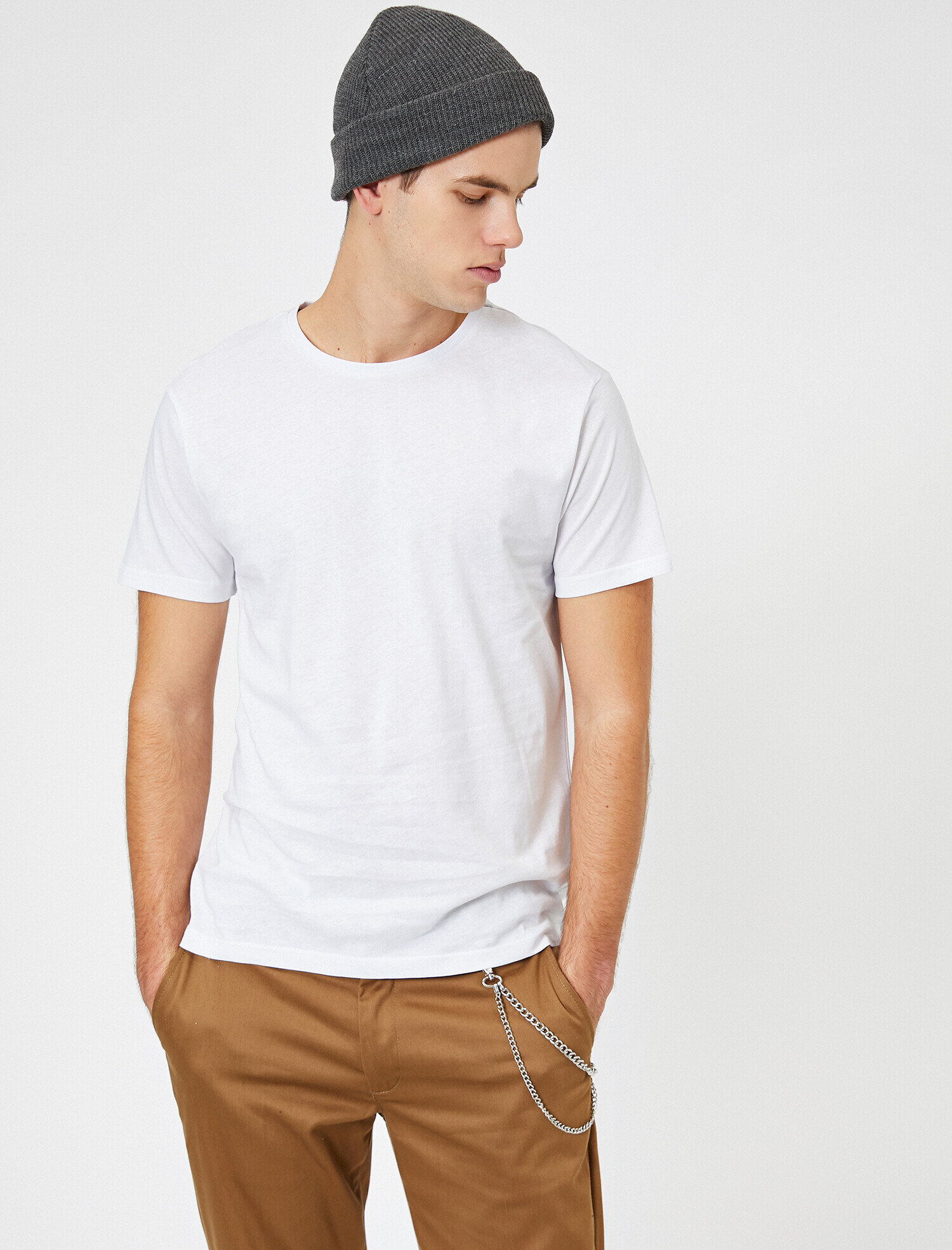   Bisiklet Yaka Pamuklu Dar Kesim Basic Tişört