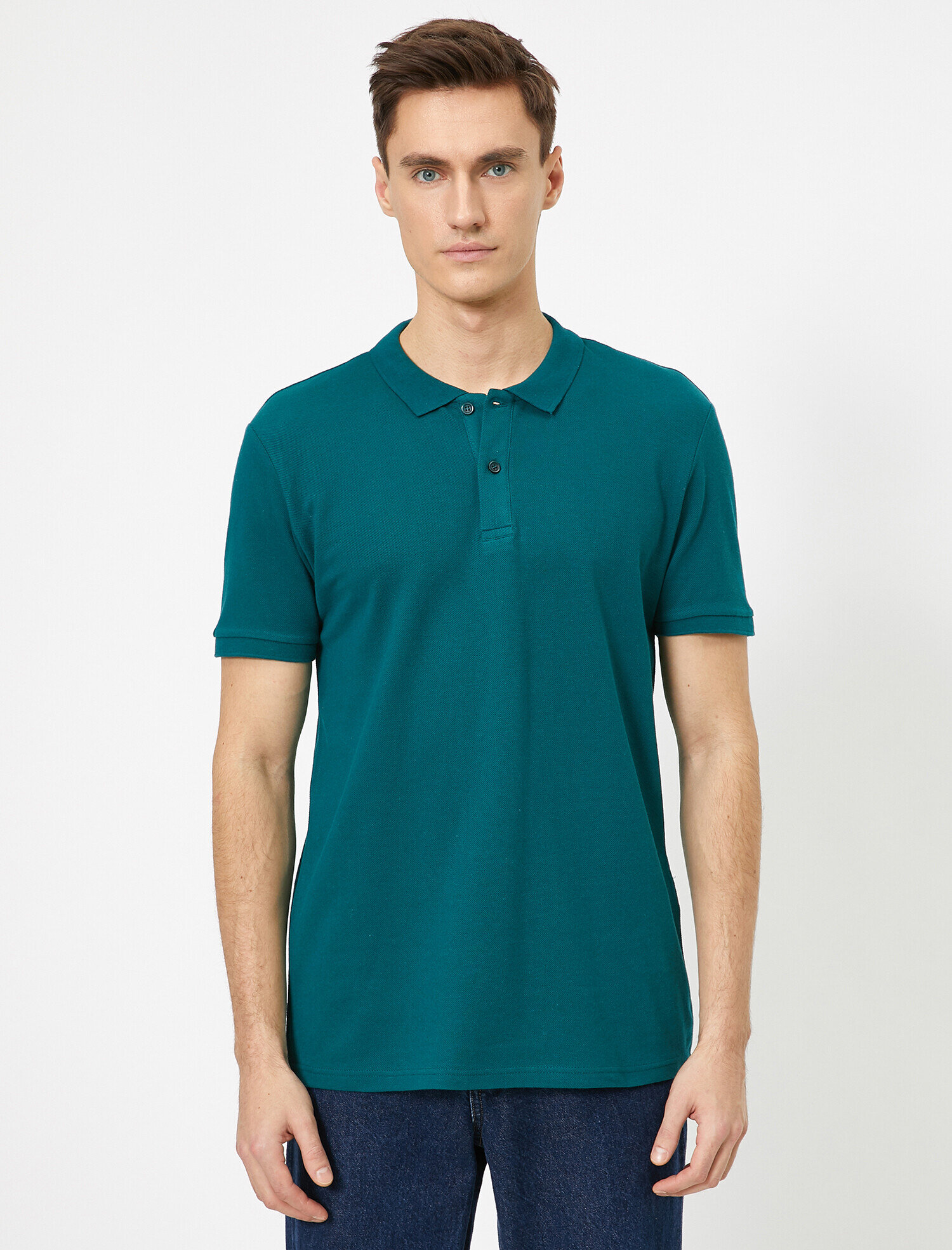   Polo Yaka Kısa Kollu Dar Kesim Basic Tişört