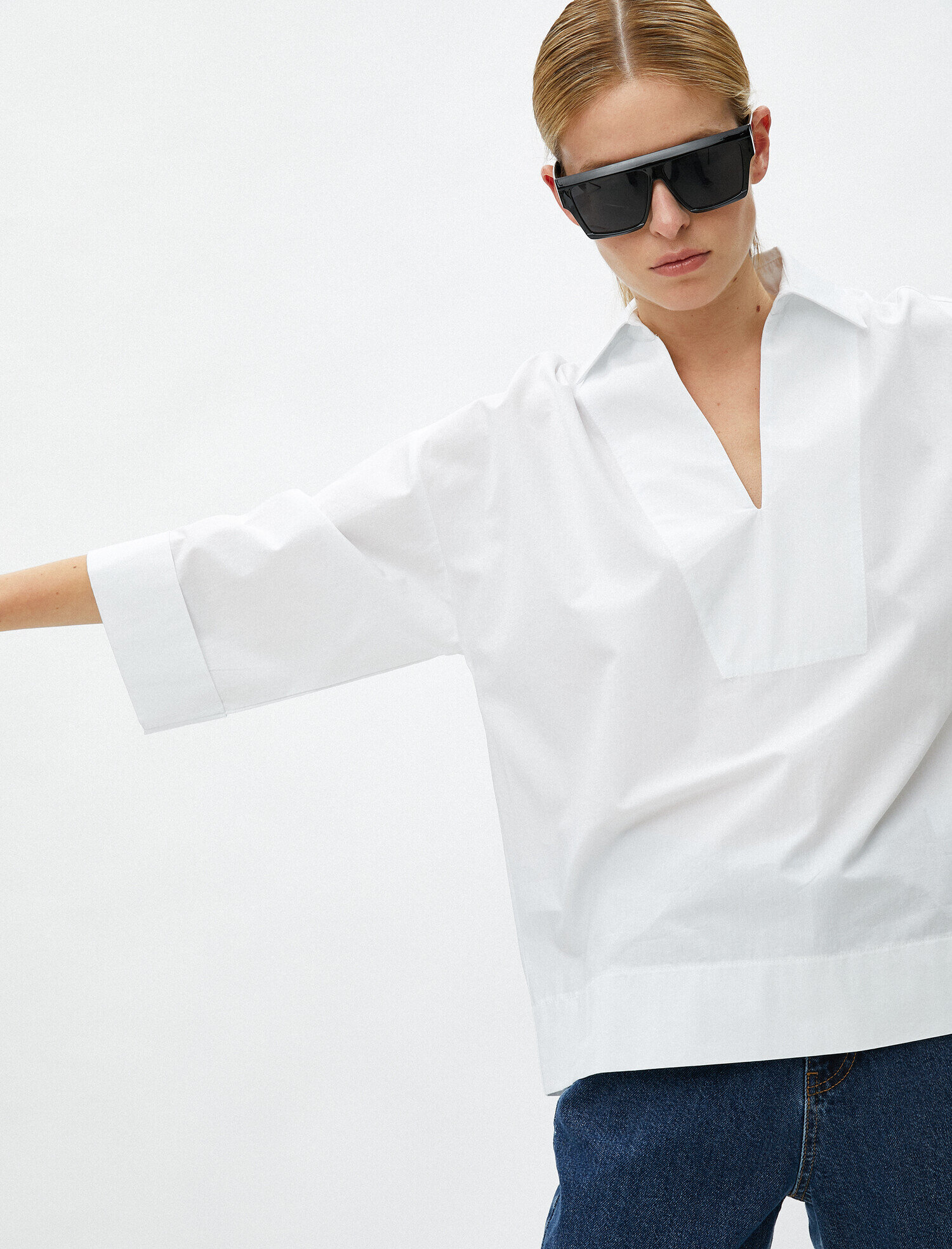   Gömlek Yaka Bluz Pamuklu