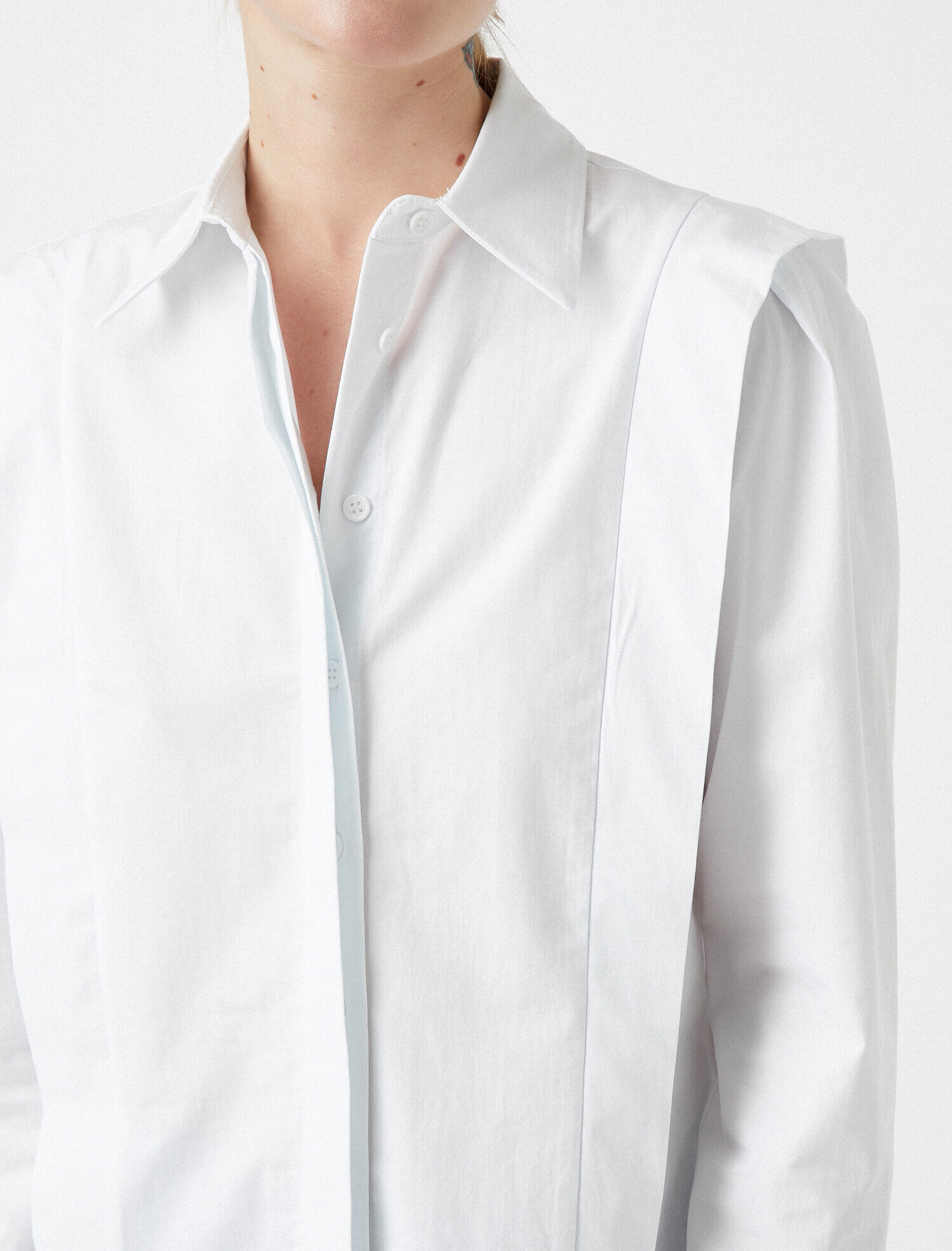 Oversize  Gömlek Poplin Omuz Detaylı Pamuklu