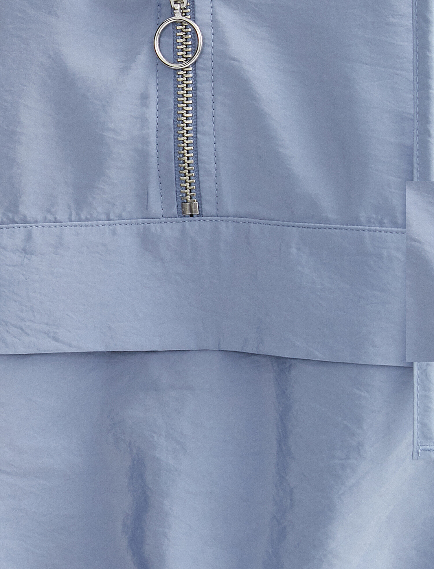 Uzun Kollu Fermuar Detaylı Crop Bluz