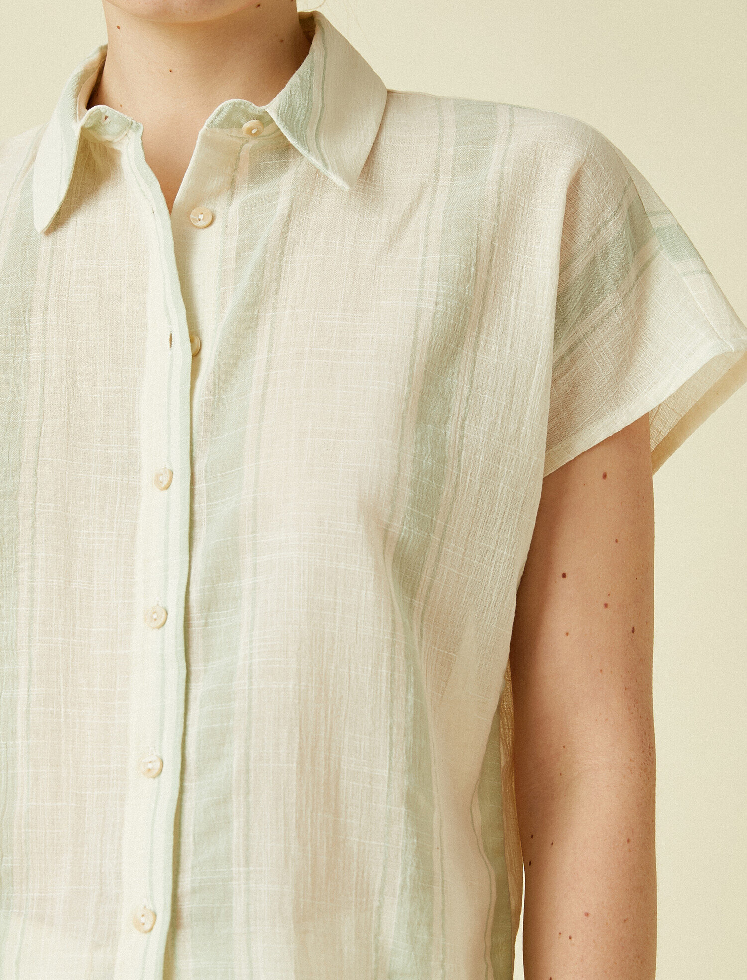   Kısa Kollu Gömlek Çizgili Pamuklu