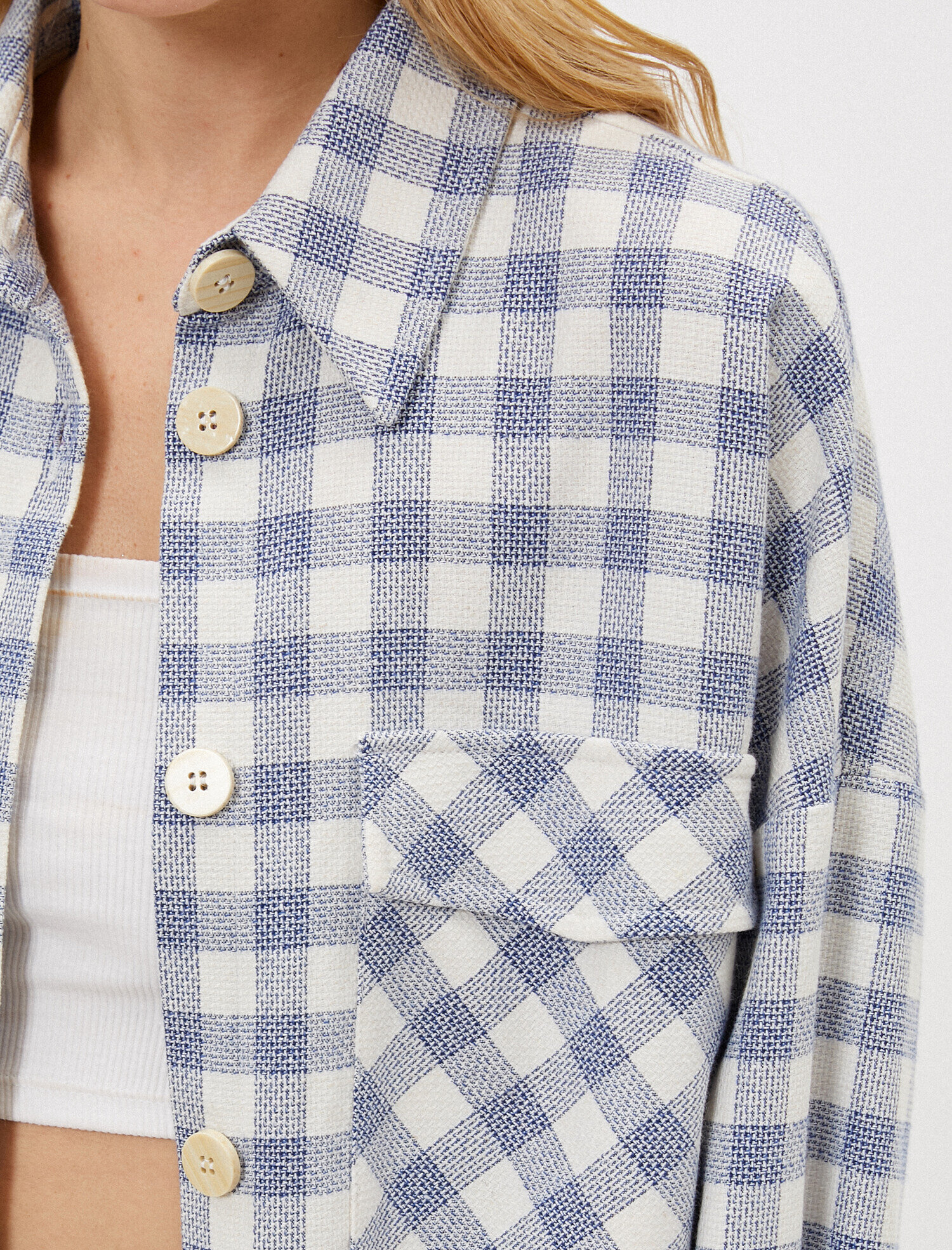   Kareli Gömlek Düğmeli Cepli