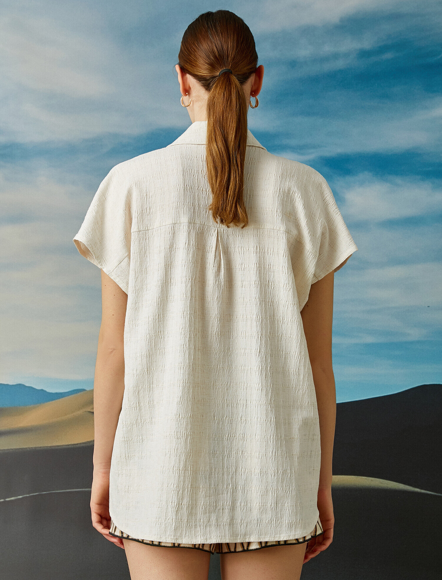   Kısa Kollu Gömlek Boncuklu