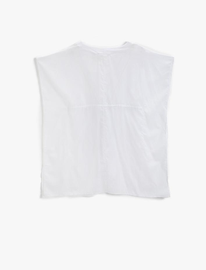  V Yaka Tunik Pamuklu