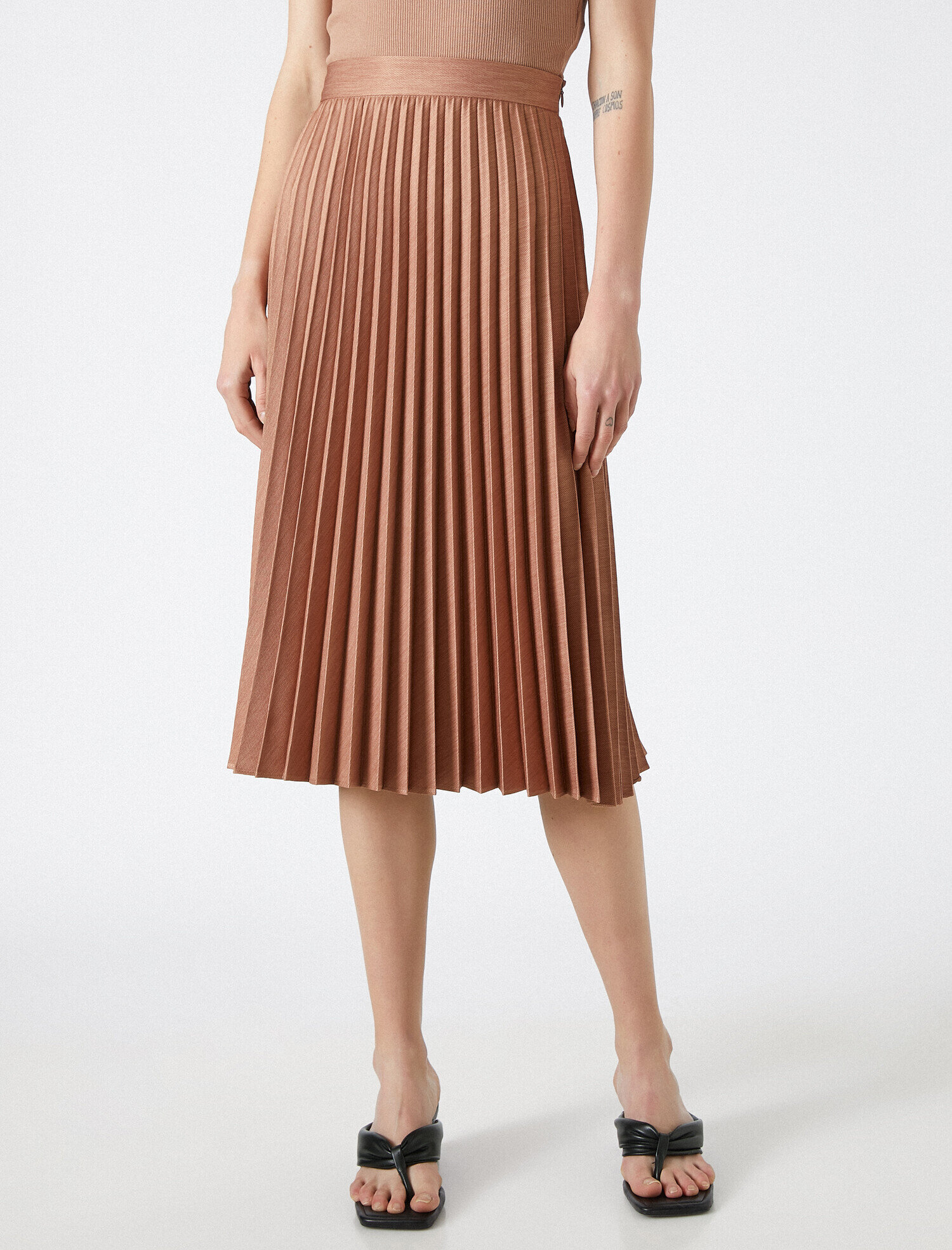   Pileli Etek Midi Boy