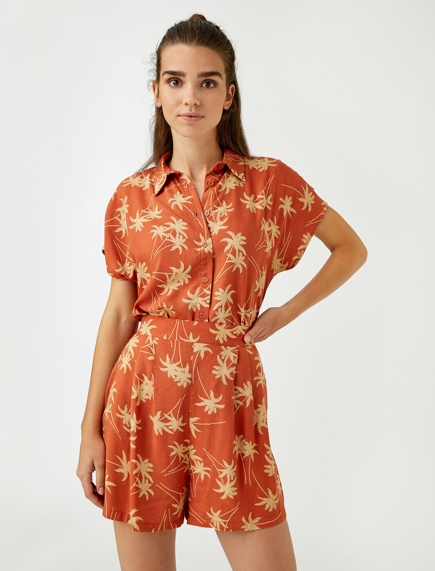   Desenli Kısa Kol Gömlek