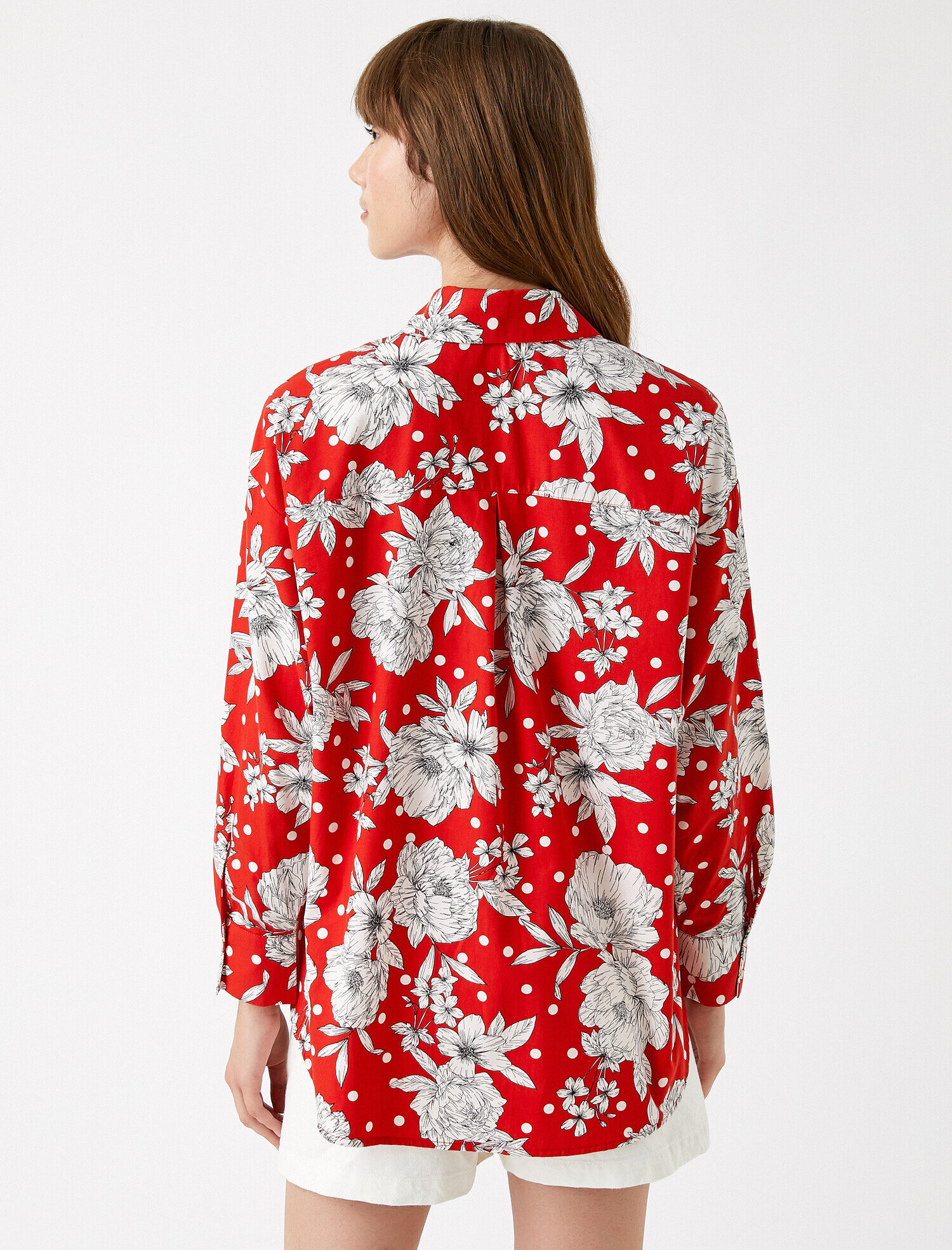   Çiçek Desenli Gömlek Uzun Kollu Pamuklu