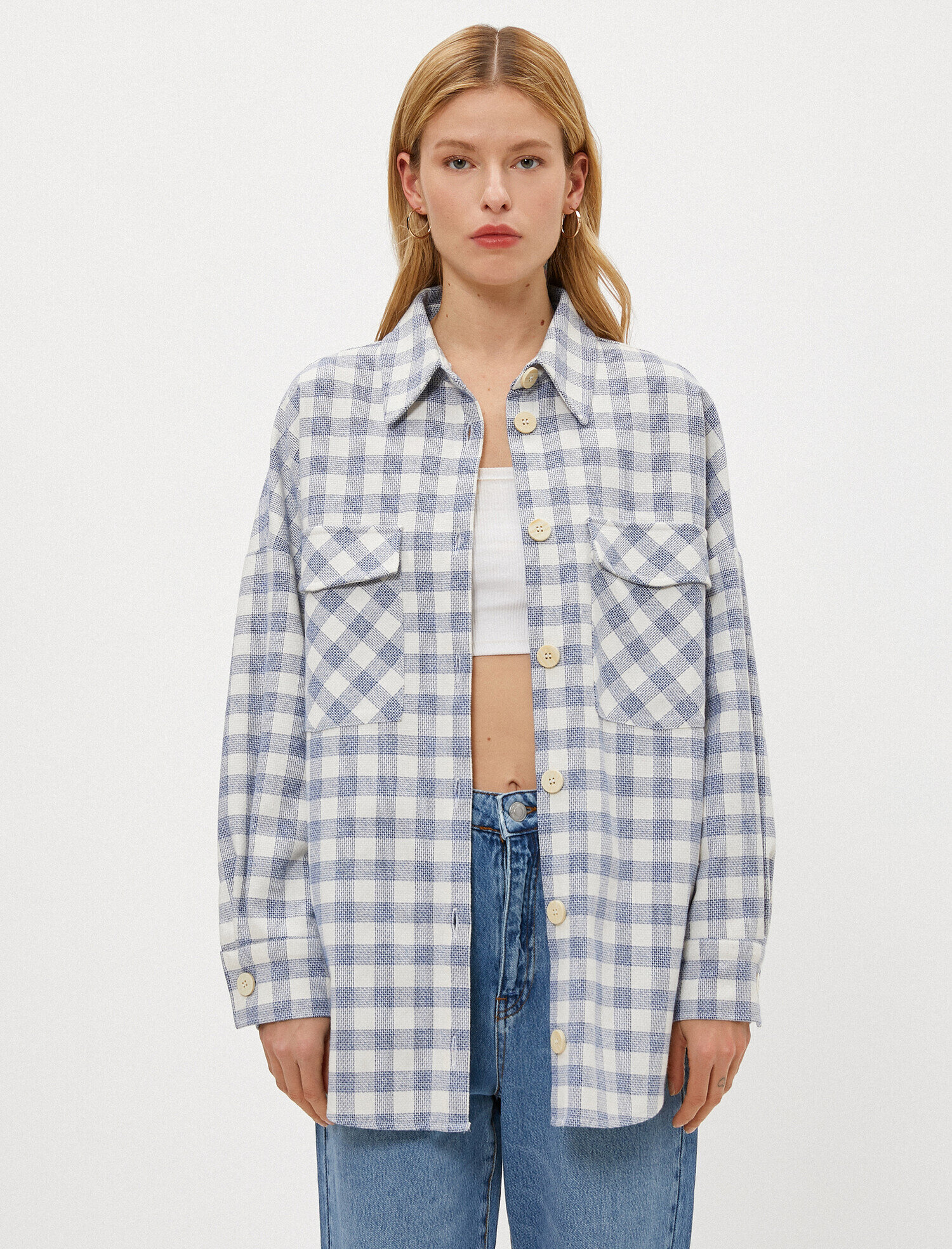   Kareli Gömlek Düğmeli Cepli