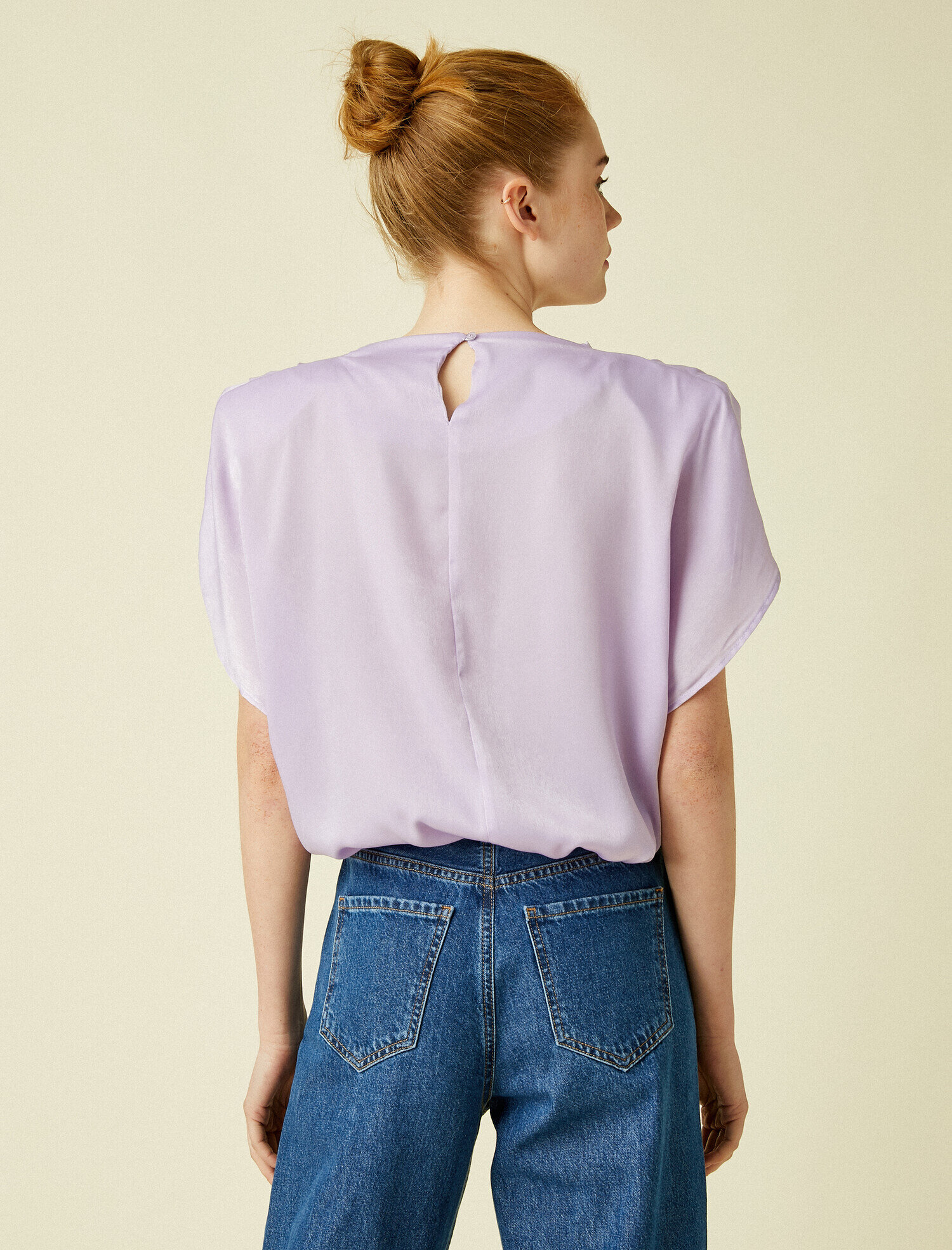   Vatkalı Bluz Drapeli Kısa Kollu