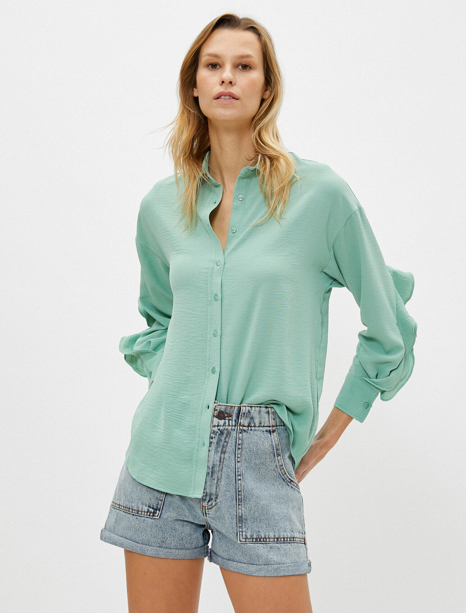   Fırfırlı Tunik Gömlek Yaka